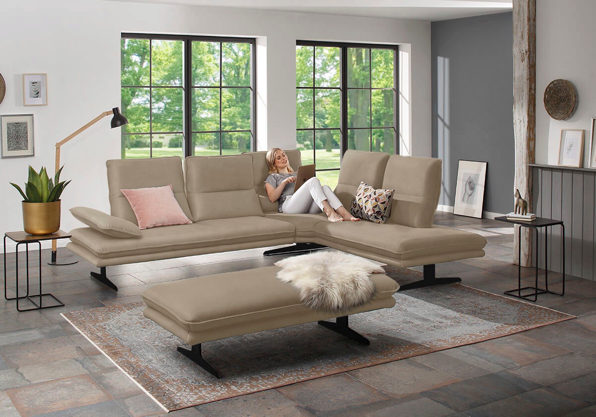 W.SCHILLIG Ecksofa »broadway, Designsofa, toller Sitzkomfort, zeitlos, elegant, L-Form«, Sitztiefenverstellung, Kopfteil- & Seitenteilverstellung, Breite 284cm