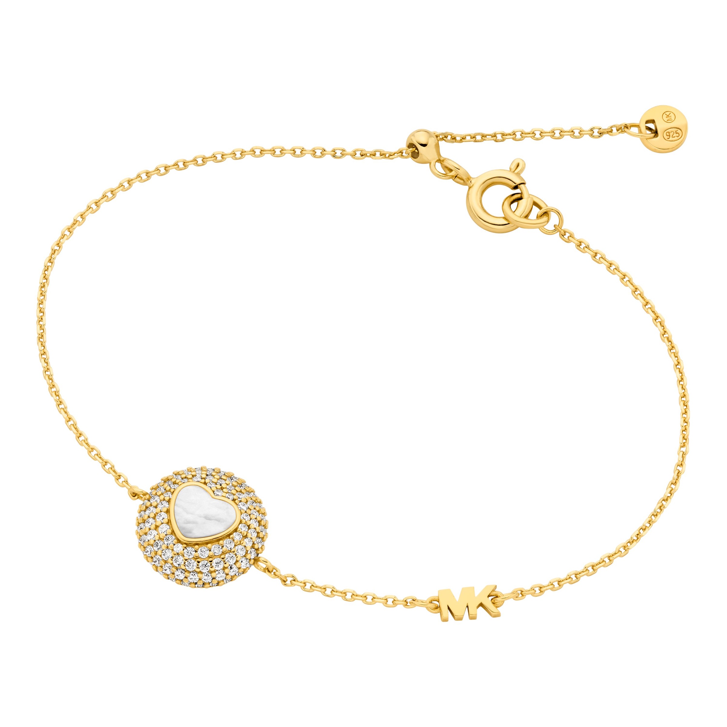 MICHAEL KORS Damen Armband "Schmuck Geschenk Silber 925 Armschmuck Herz Premium", 18cm, Perlen Silber 925 (Sterlingsilber)gelbgoldfarben,