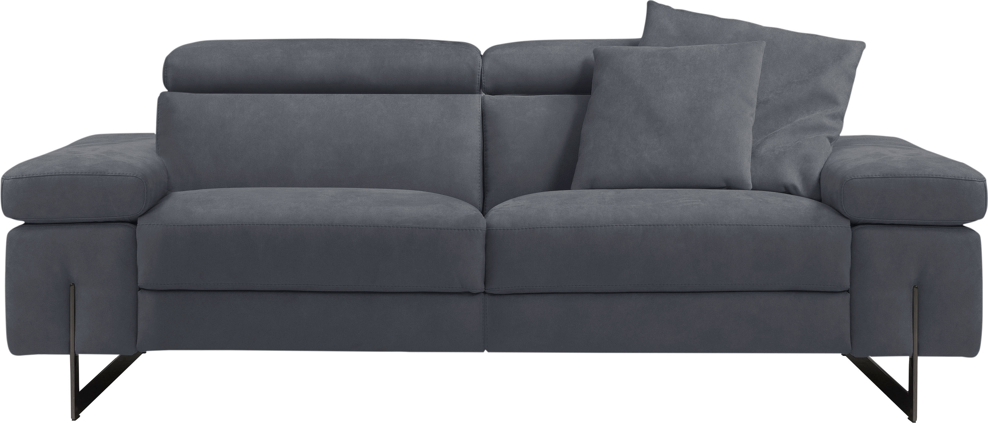 Egoitaliano 2,5-Sitzer "Candice, elegant und edel, hochwertiges Designsofa, bequem" Kopfteile manuell verstellbar, titanumfarbene Kufenfüße