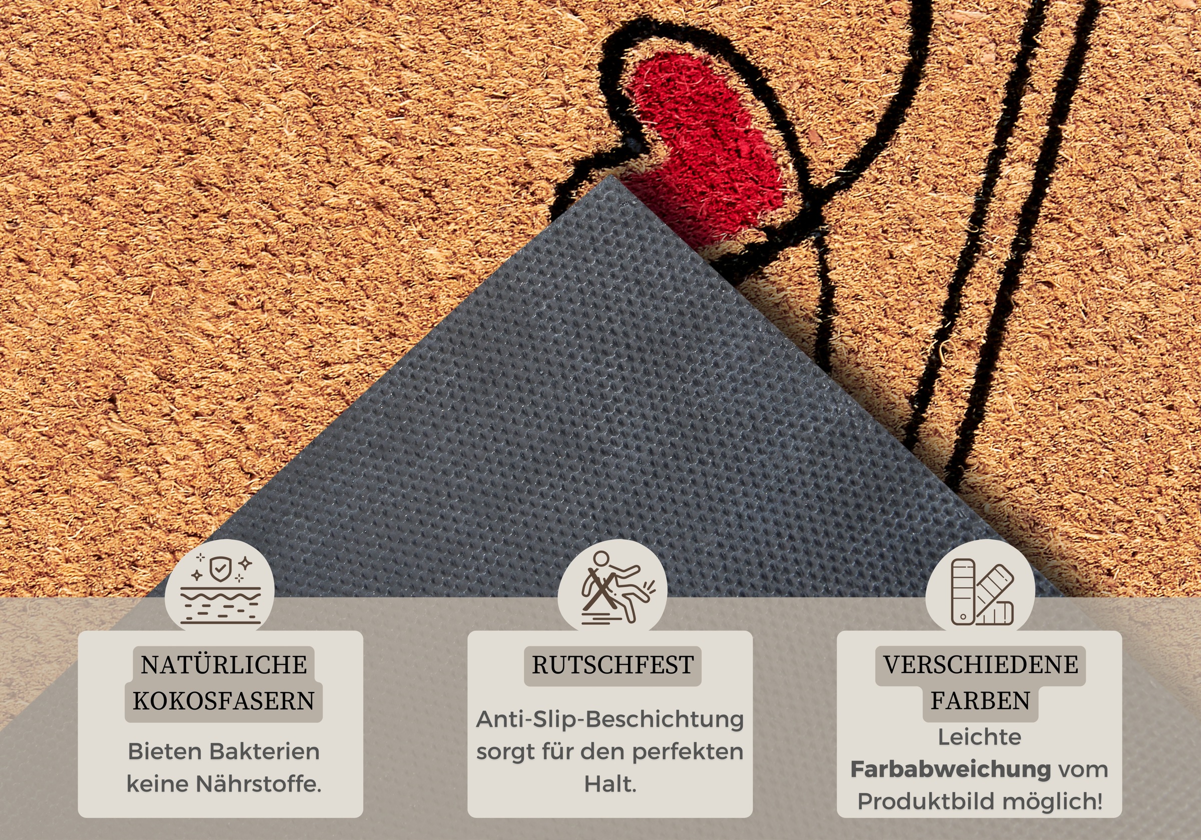 HANSE Home Fußmatte »Kokos Cat Home, Türmatte«, rechteckig, 15 mm Höhe, Schmutzfangmatte, Rutschfest, Outdoor, Innen, Außen, Kokosmatte, Flur