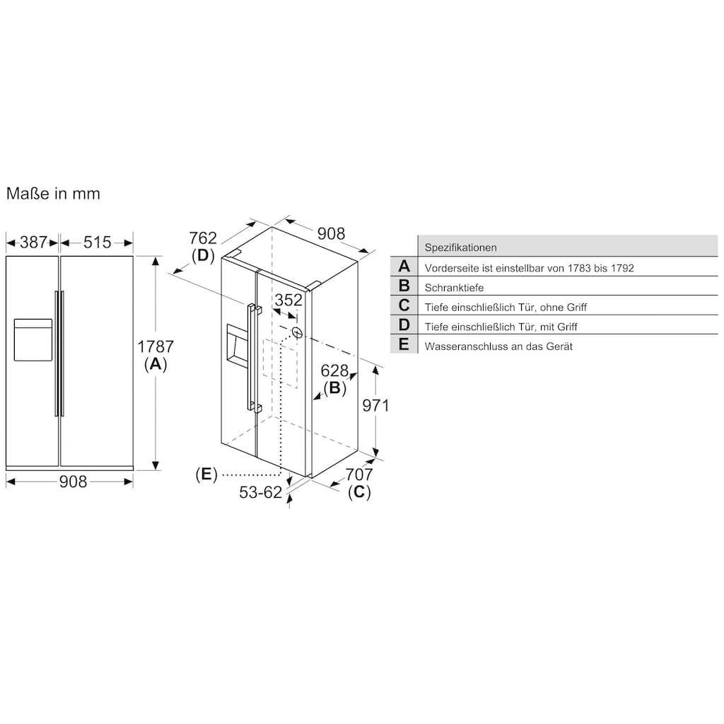 BOSCH Side-by-Side, KAD93VBFP, 178,7 cm hoch, 90,8 cm breit