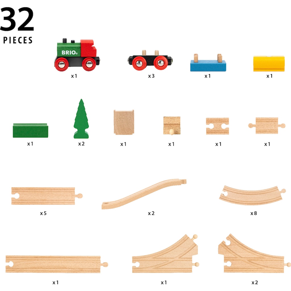 BRIO® Spielzeug-Eisenbahn »65 Jahre Holzeisenbahn Jubiläums-Zugset«, Made in Europe; FSC® - schützt Wald - weltweit