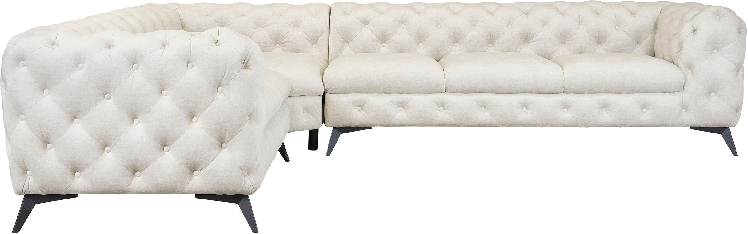 Leonique Chesterfield-Sofa "Ecksofa GLYNIS L-Form mit Wellenunterfederung, günstig online kaufen