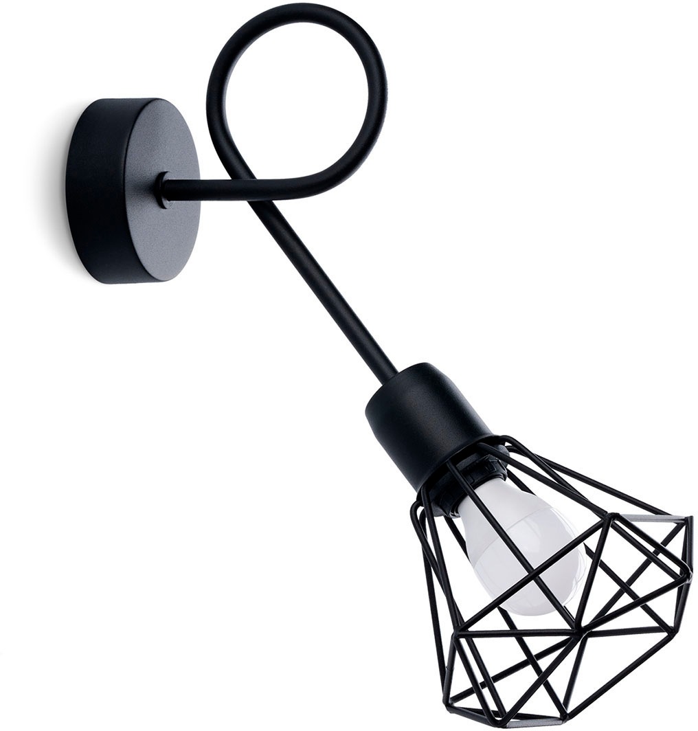 SOLLUX Wandleuchte Minerwa Schwarz – 1-flammig, Kerzenoptik, Aus Stahl, Für E14 LED Bis 10W (ohne Leuchtmittel)