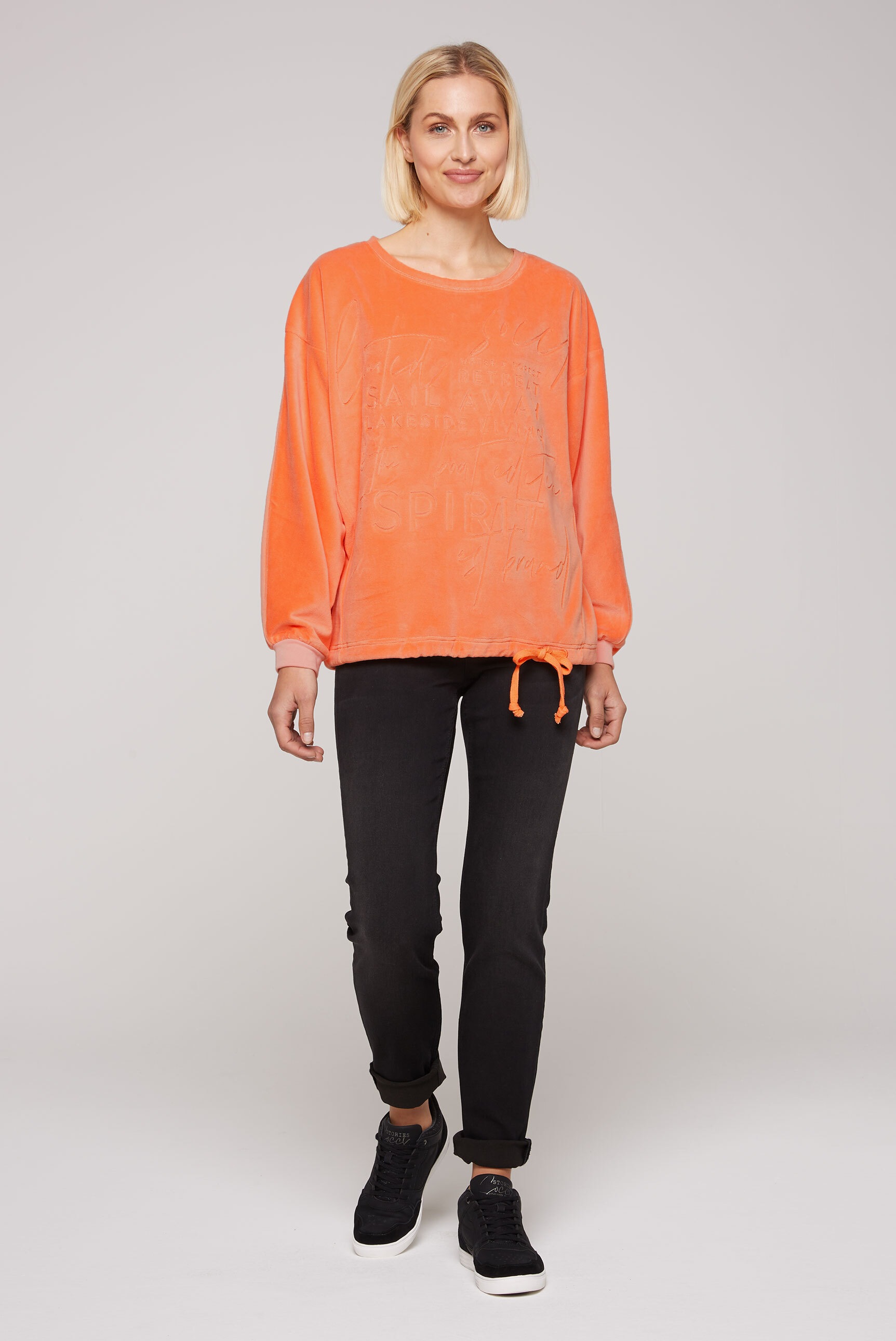 SOCCX Sweater, mit Bindeband im Saum