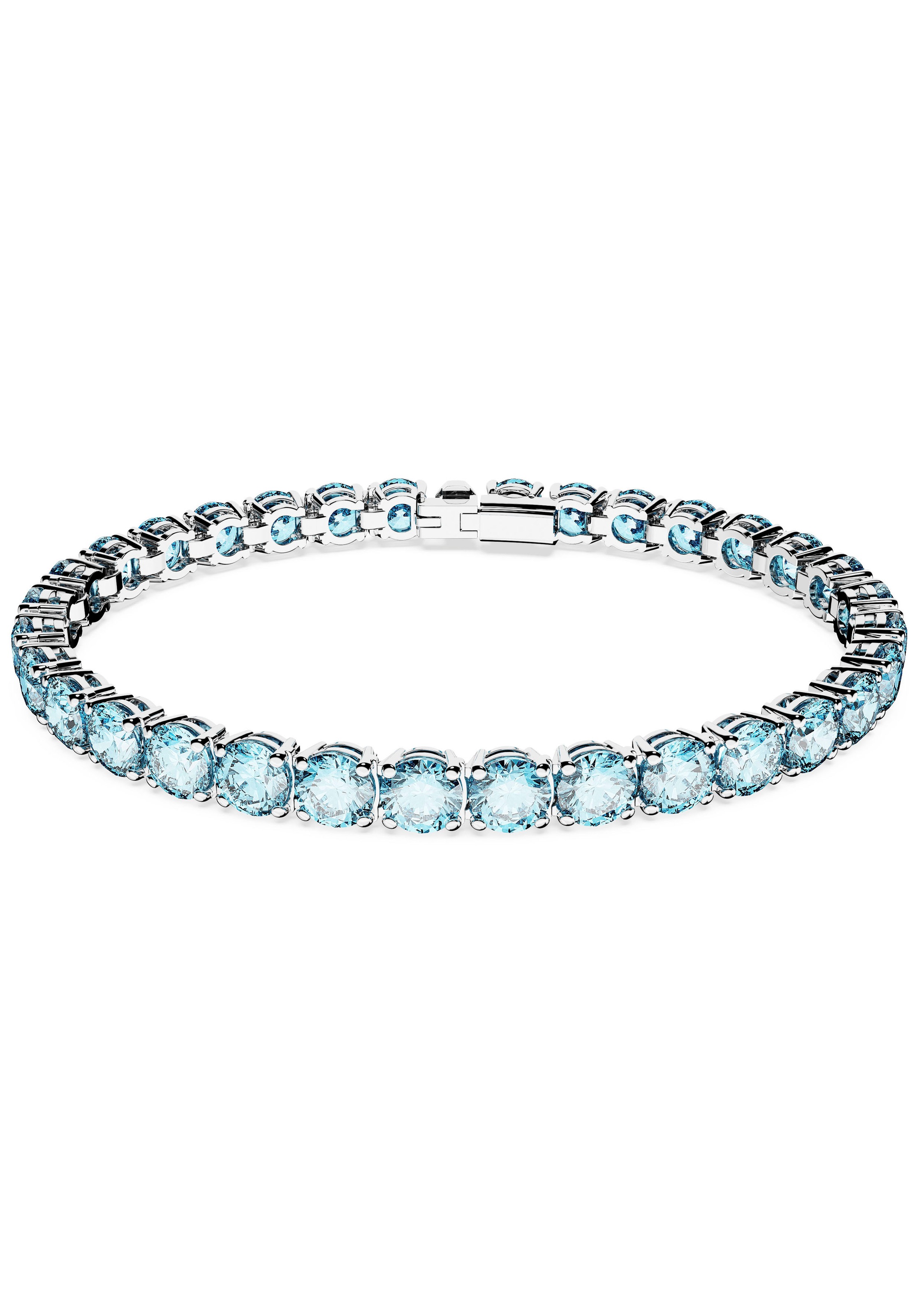 Armkette SWAROVSKI "Schmuck Geschenk Matrix Armband" Gr. M, blau (metallfarben, blau, aquamarine), Armbänder, Damen, M, Metall, Armkette, mit Swarovski Kristall 6