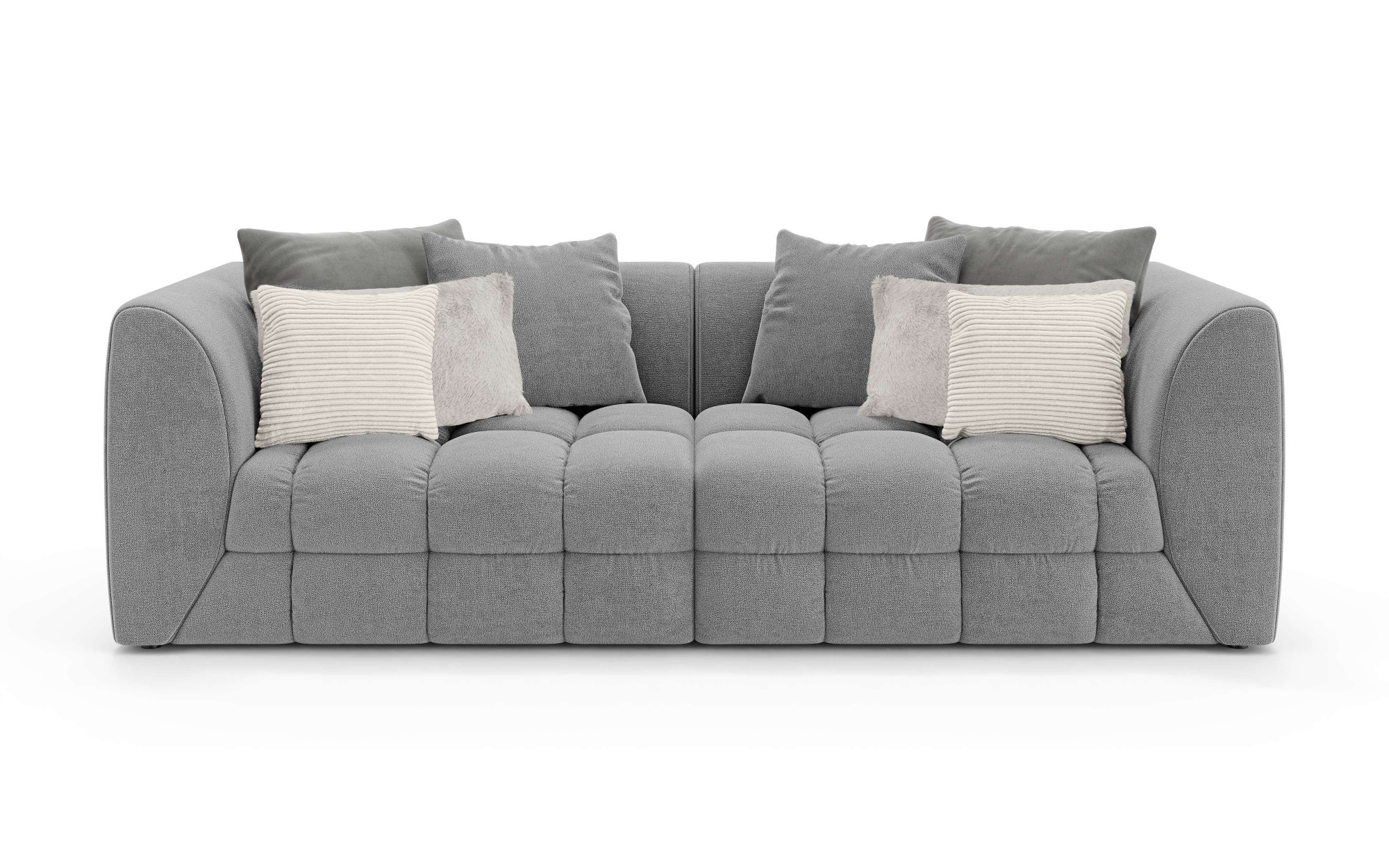 s.Oliver Big-Sofa »COBBO 3-Sitzer Design-Sofa Bubble-Optik, Maße B/T/H: 259/126/104 cm«, mit vielen Kissen, moderne Steppung und hoher Sitzkomfort