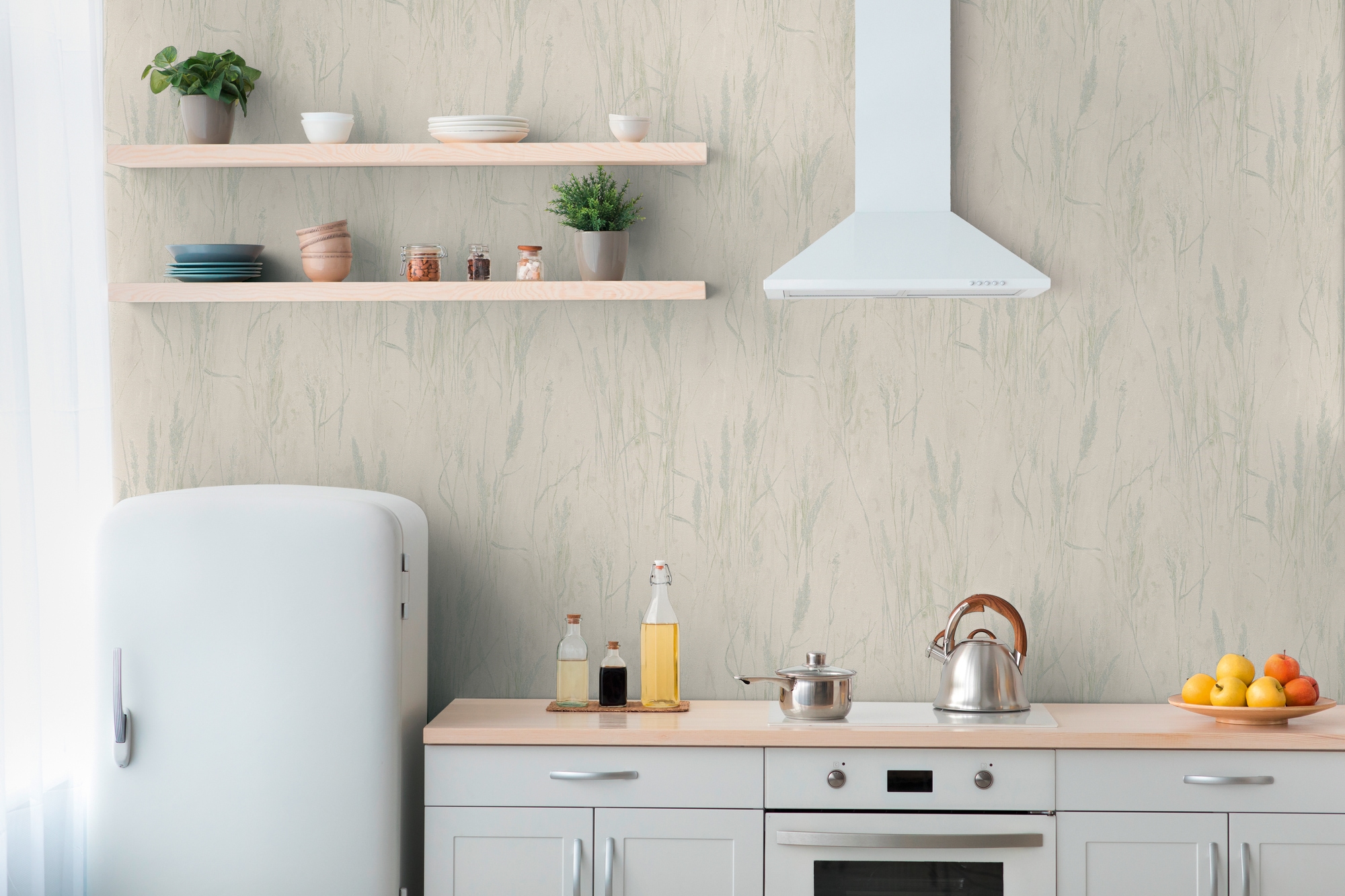 A.S. Création Vliestapete »mit Gräser-Motiv natürliche Räume« matt strukturiert Dekorative Vliestapete mit zartem Gräser-Design