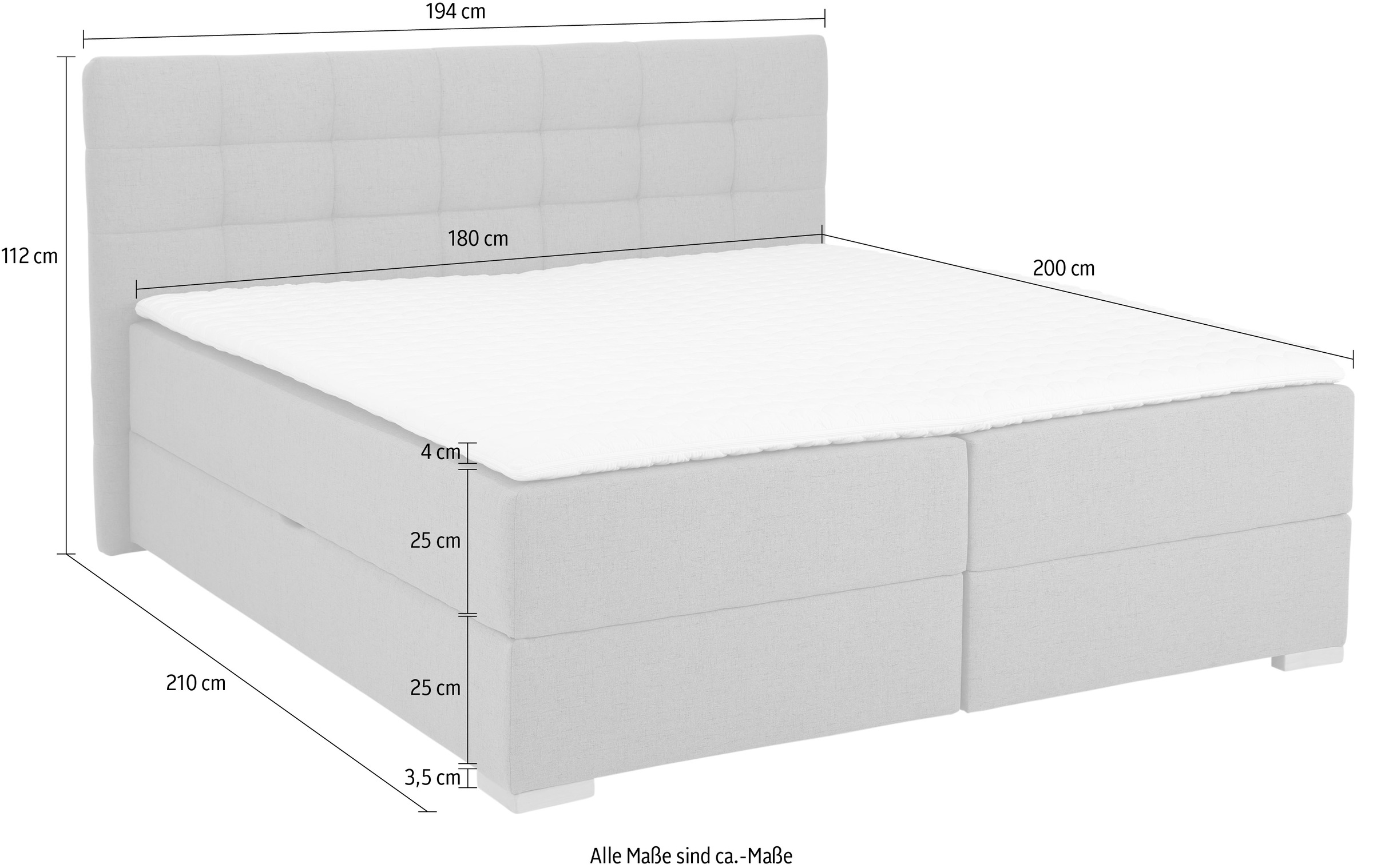Home affaire Boxbett »Olivet«, in 4 Farben, 4 Breiten, 2 Matratzenarten, auch in Überlänge 220 cm