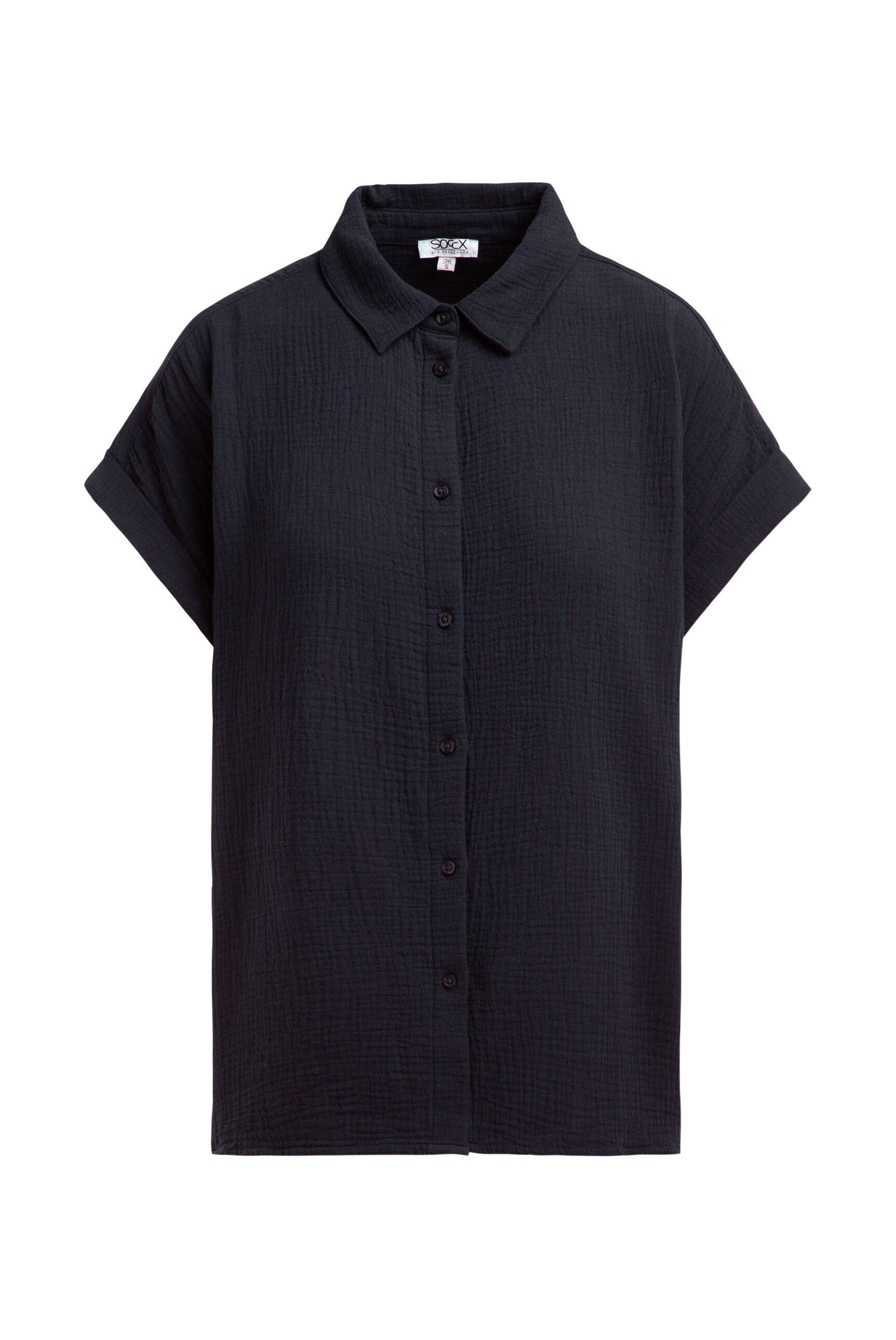 SOCCX Kurzarmbluse mit überschnittener Schulter