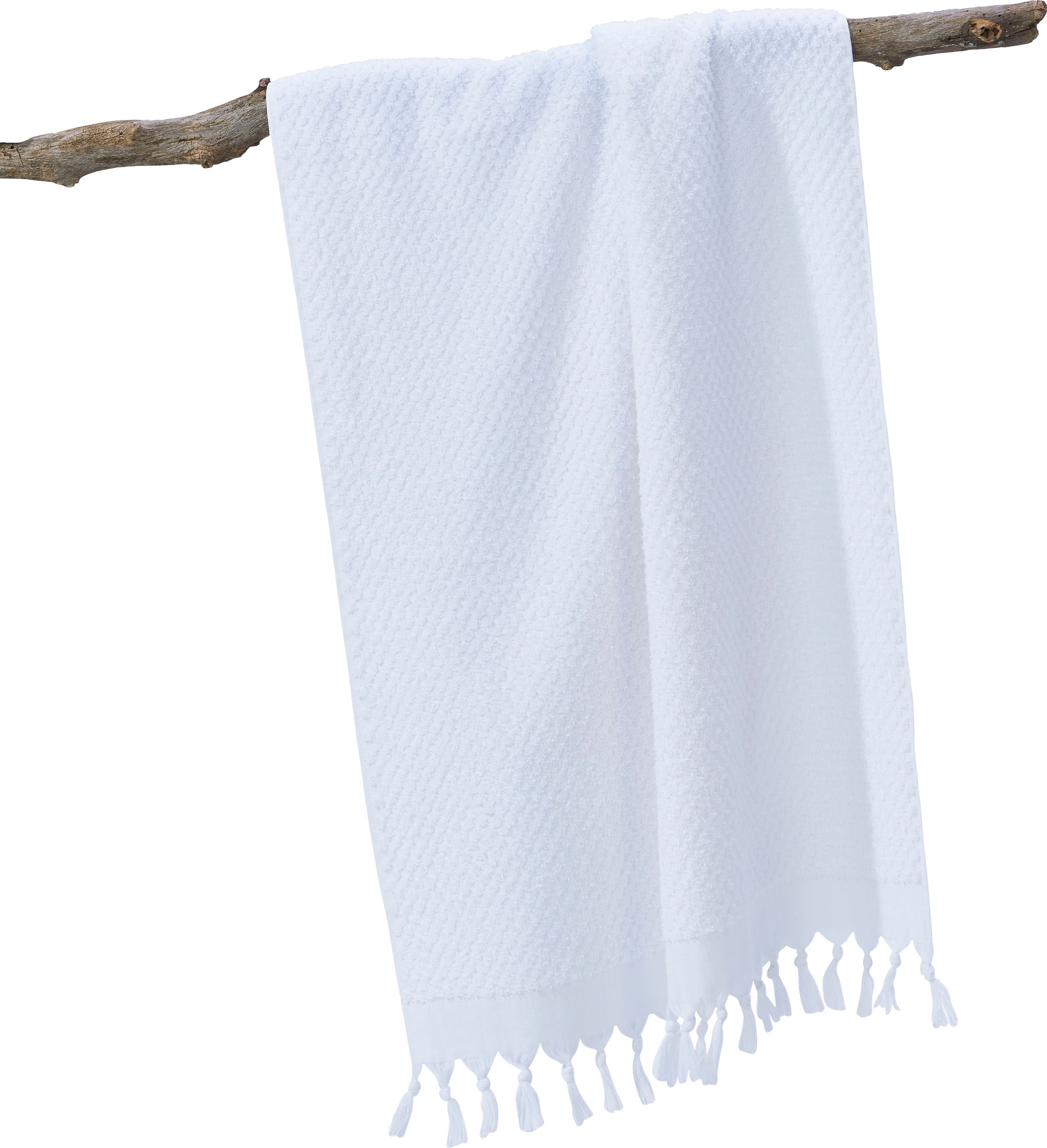 Thumbnail - done. Duschtuch "Provence Honeycomb" Uni Farben, in Honigwaben-Optik, mit Fransen