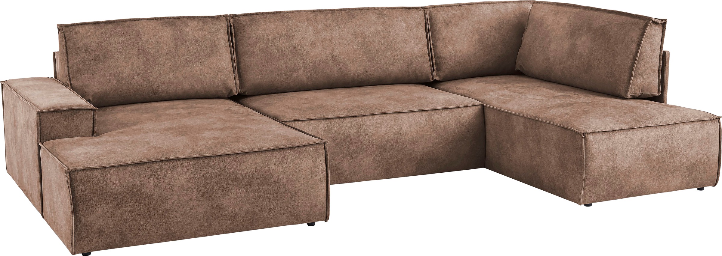 Home affaire Wohnlandschaft »SHERWOOD 329 cm, U-Form, Schlafsofa,«, Schlaffunktion m. Bettkasten (194x139 cm), Cord, Vintage, Samtvelours