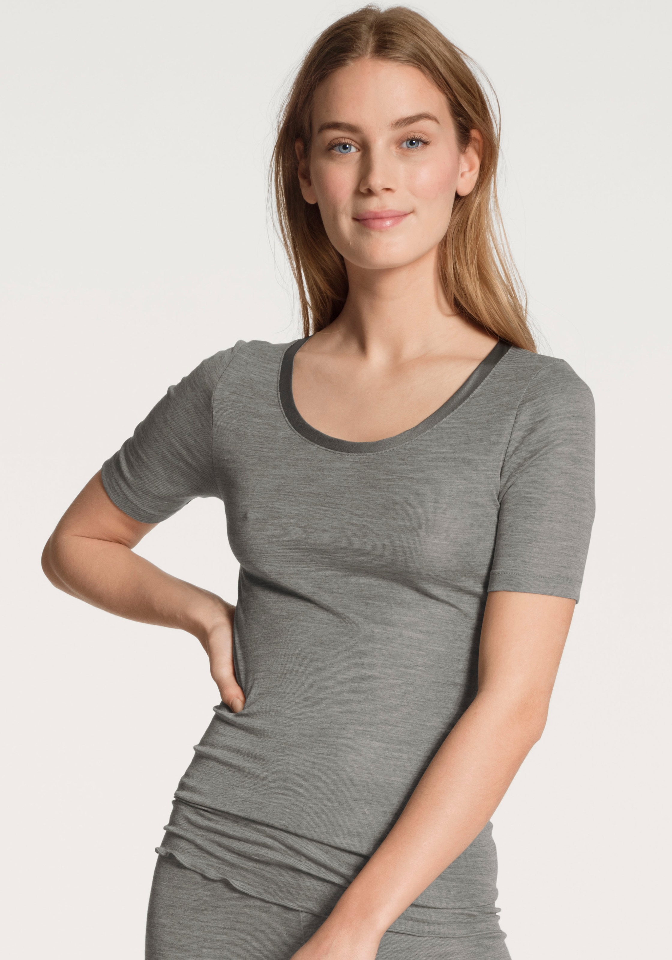 CALIDA Kurzarmshirt "True Confidence", Satinbandeinfassung, Rundhalsausschn günstig online kaufen
