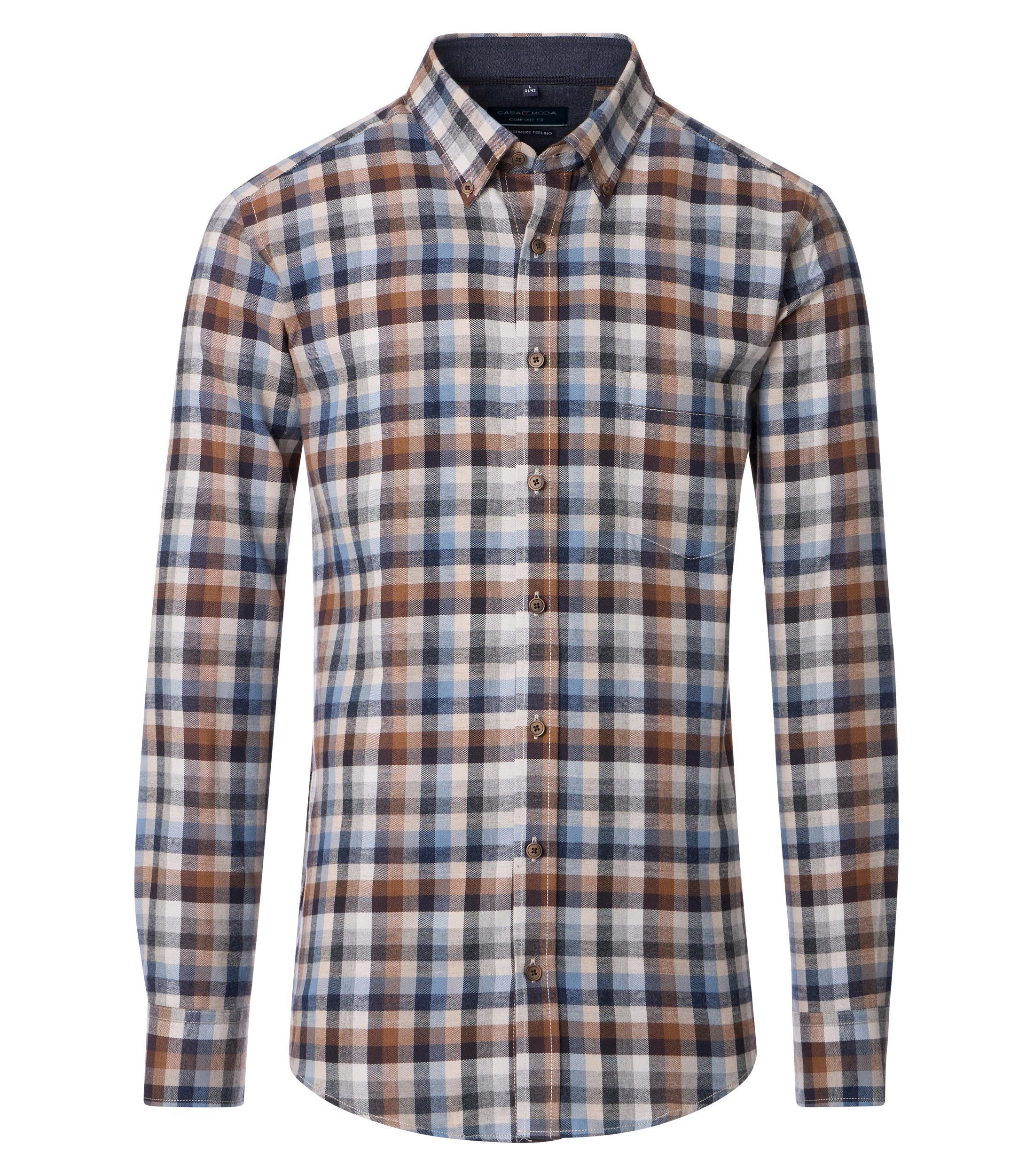 CASAMODA Herren Langarmhemd "CASAMODA Freizeithemd kariert"blau, Gr. 5XL, kariert, 100% Baumwolle, Hemden