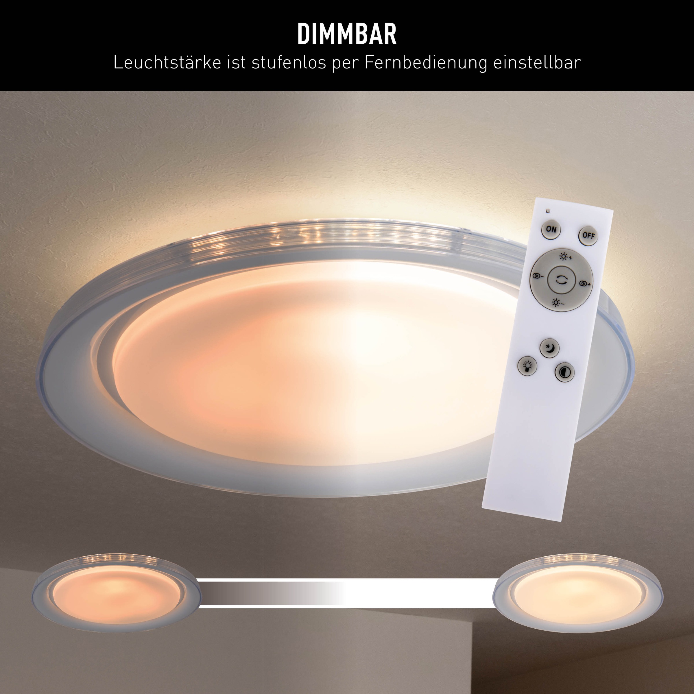 näve LED Deckenleuchte »Claire«, 1 flammig, Leuchtmittel LED-Modul | LED wechselbar, CCT, Memory, Nachtlicht, dimmbar per Infrarot-Fernbedienung inkl.