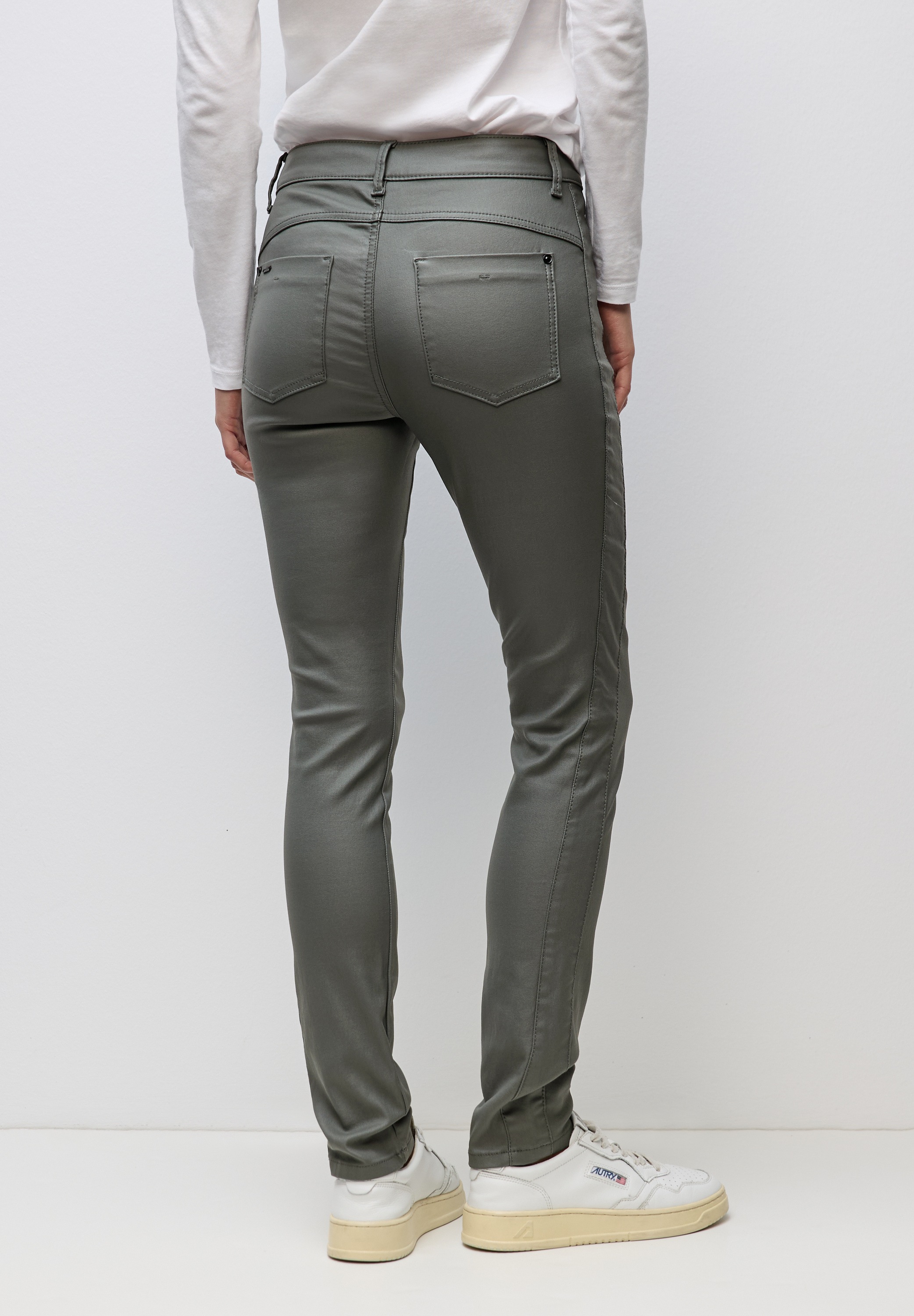 Stoffhose STREET ONE, Damen, Gr. 44, Länge 30, balsam grün, Stoff, 79% Viskose, 18% Nylon, 3% Elasthan, unifarben, comfort fit normal, Hosen Stoffhose 2