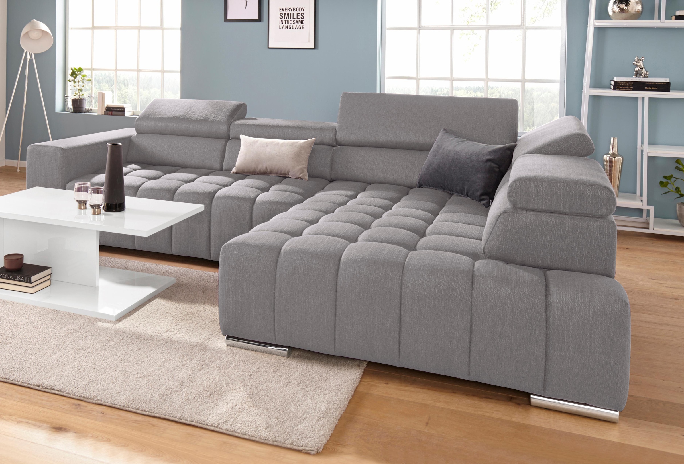 exxpo - sofa fashion Ecksofa Elias, L-Form, mit Kopf- bzw. Rückenverstellung, wahlweise mit Bettfunktion