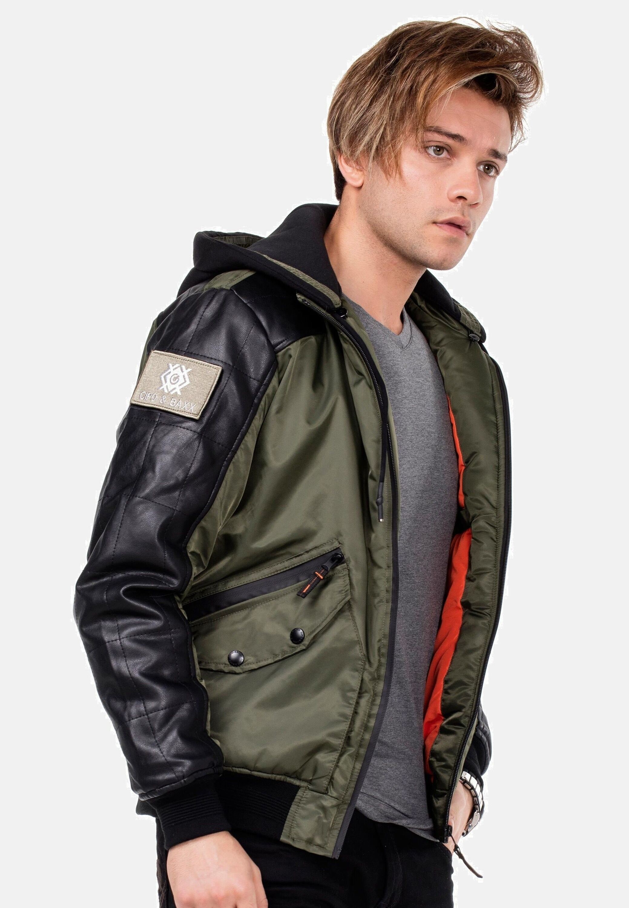 Cipo & Baxx Bomberjacke »Jacke« mit Kapuze mit abnehmbarer Kapuze, CM-134