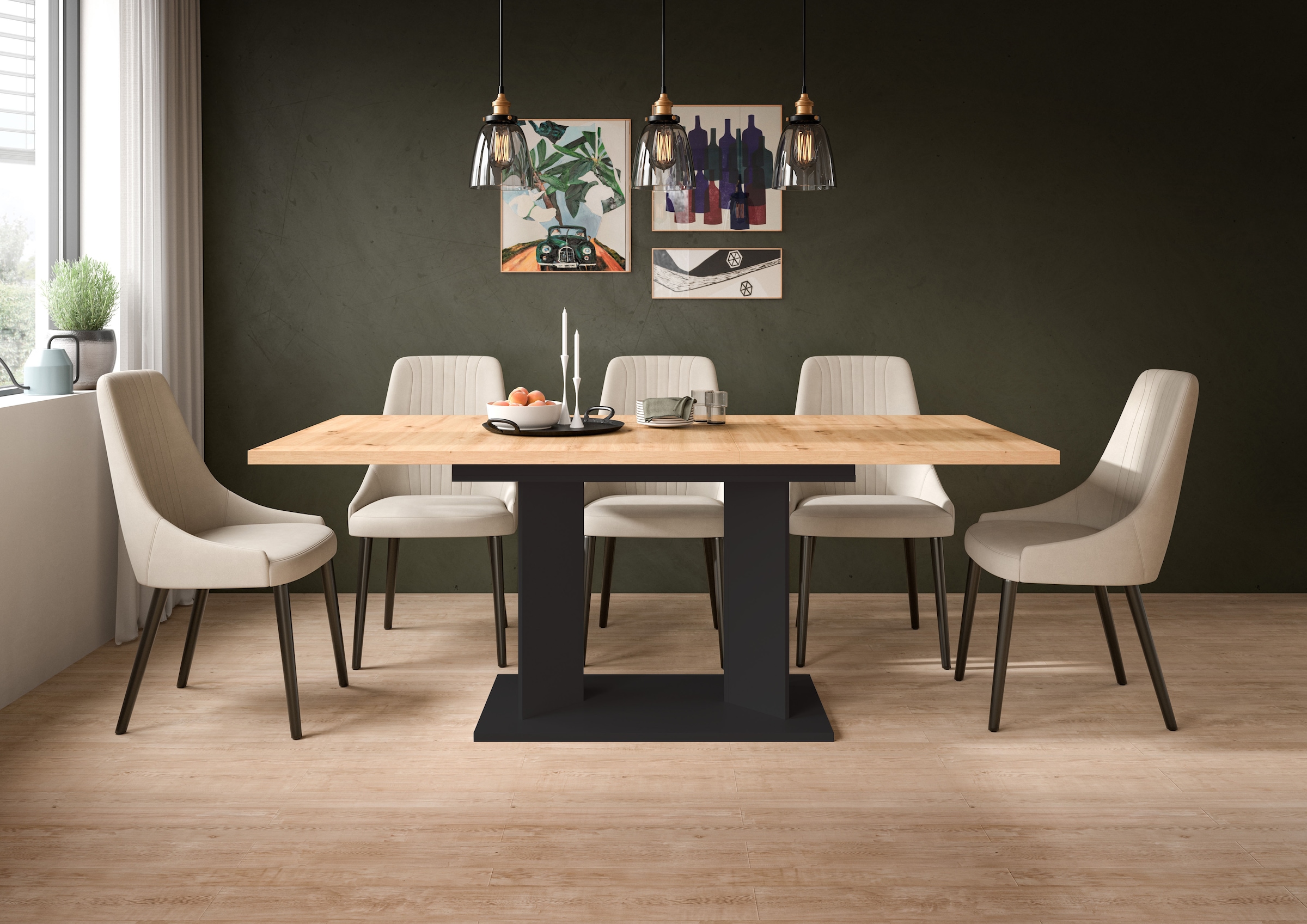 Home affaire Esstisch »GERO, 150-190 cm, ausziehbar, Säulengestell« in verschiedenen Ausführungen erhältlich, 1 Stk. tlg. Tisch, Esstisch, Esszimmer, Esszimmertisch, Küchetisch, Bartisch