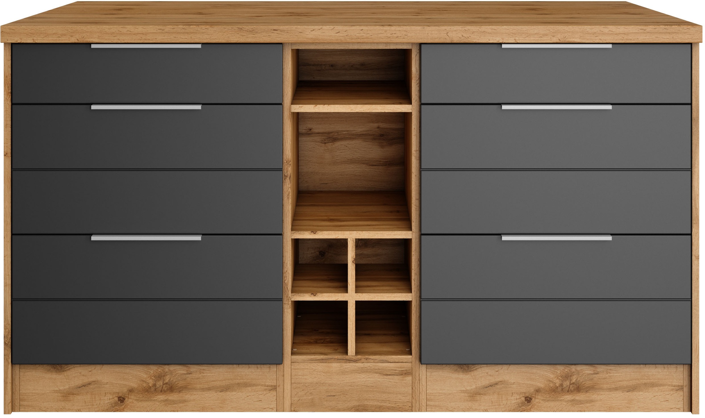 KOCHSTATION Kücheninsel »KS-Luhe, Breite 153 cm, mit Flaschenregal«, MDF-Fronten, Arbeitsplatte 38mm stark