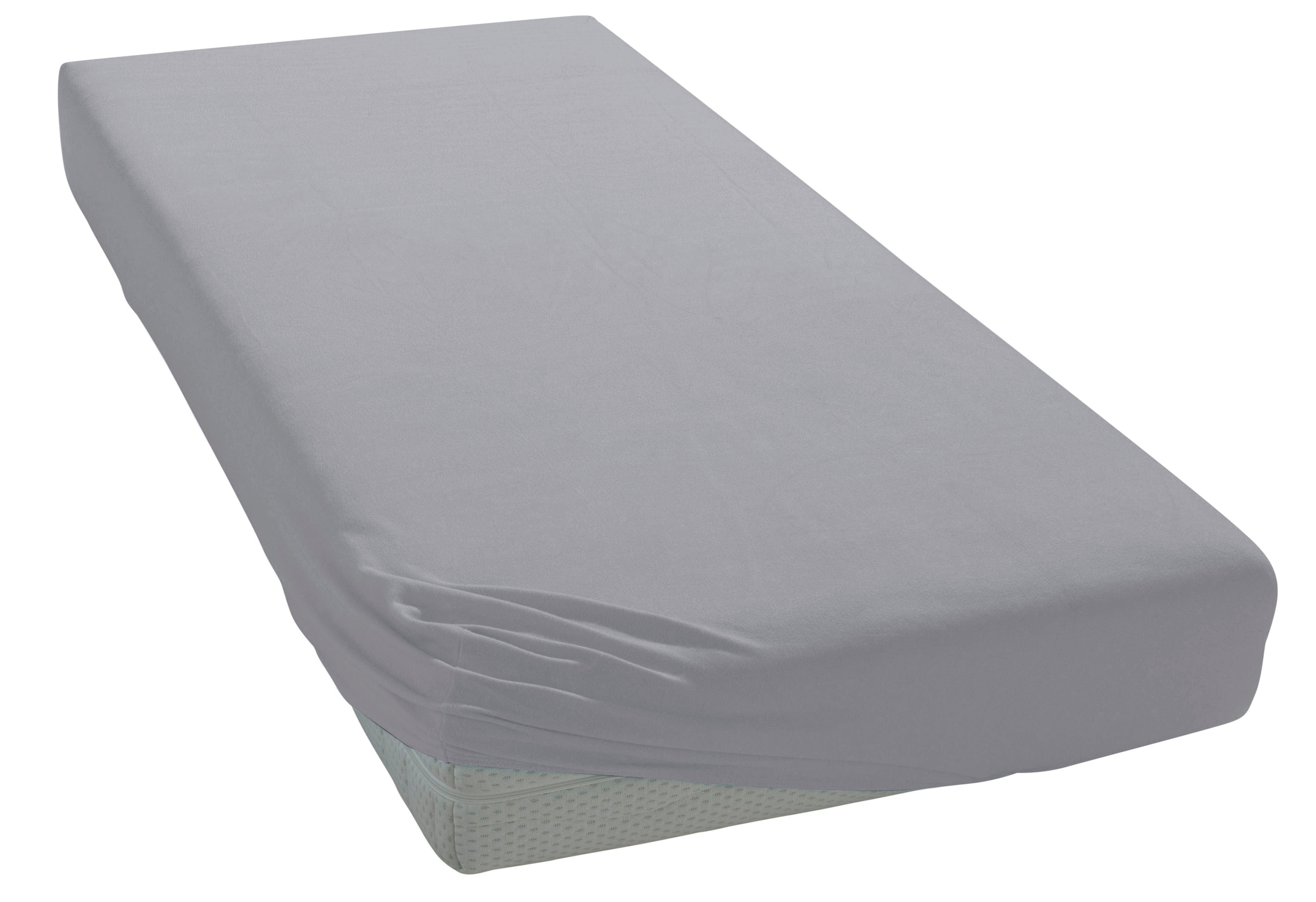 OTTO products Spannbettlaken »Jannis Bettlaken«, 97% Baumwolle, für Boxspringbetten geeignet, (1 St.), Jersey mit Elasthan, GOTS zertifiziert, für Matratzenhöhe bis zu 30 cm, mit Gummizug