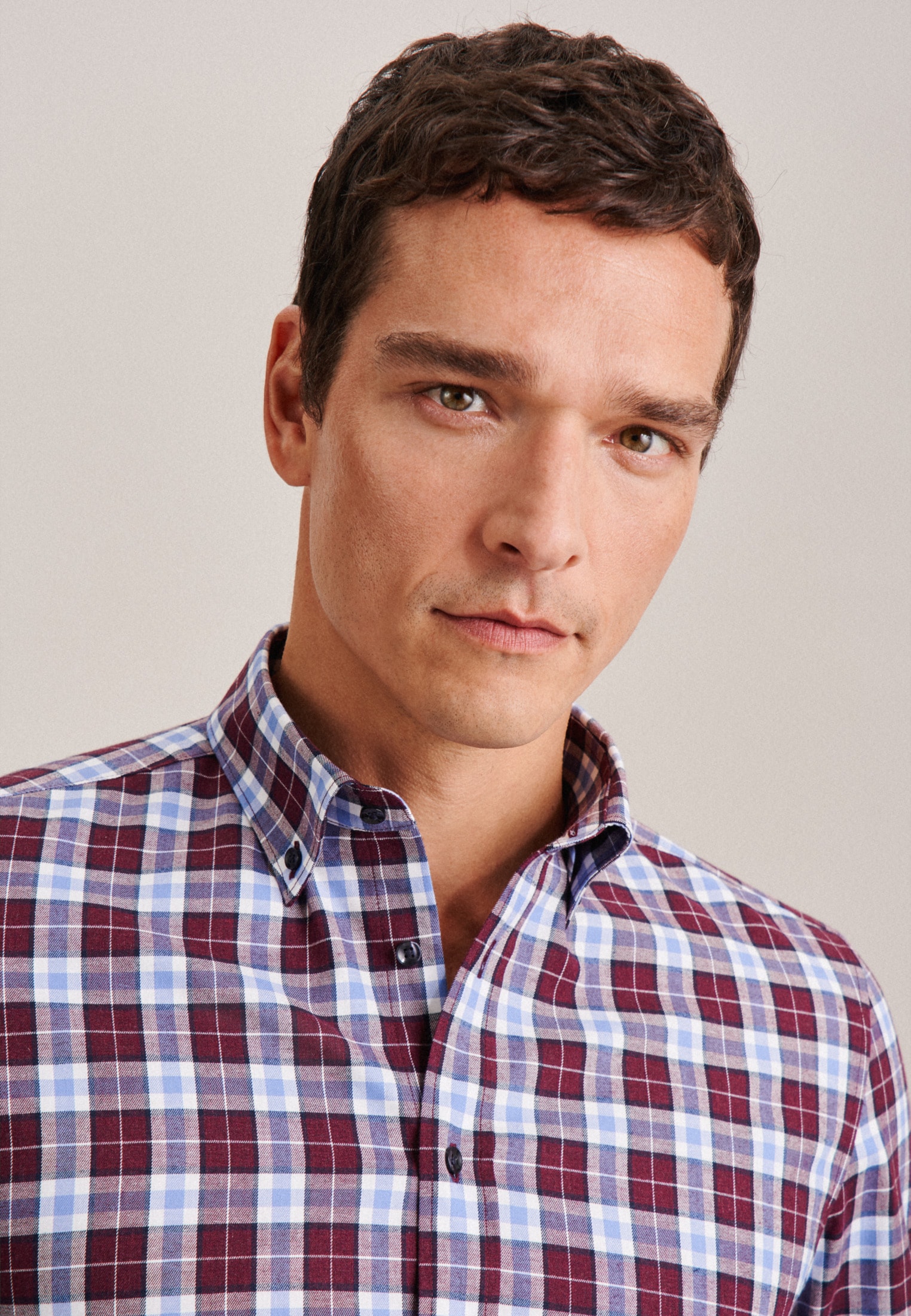 seidensticker Flanellhemd »Slim«, Slim Langarm Button-Down-Kragen Karo