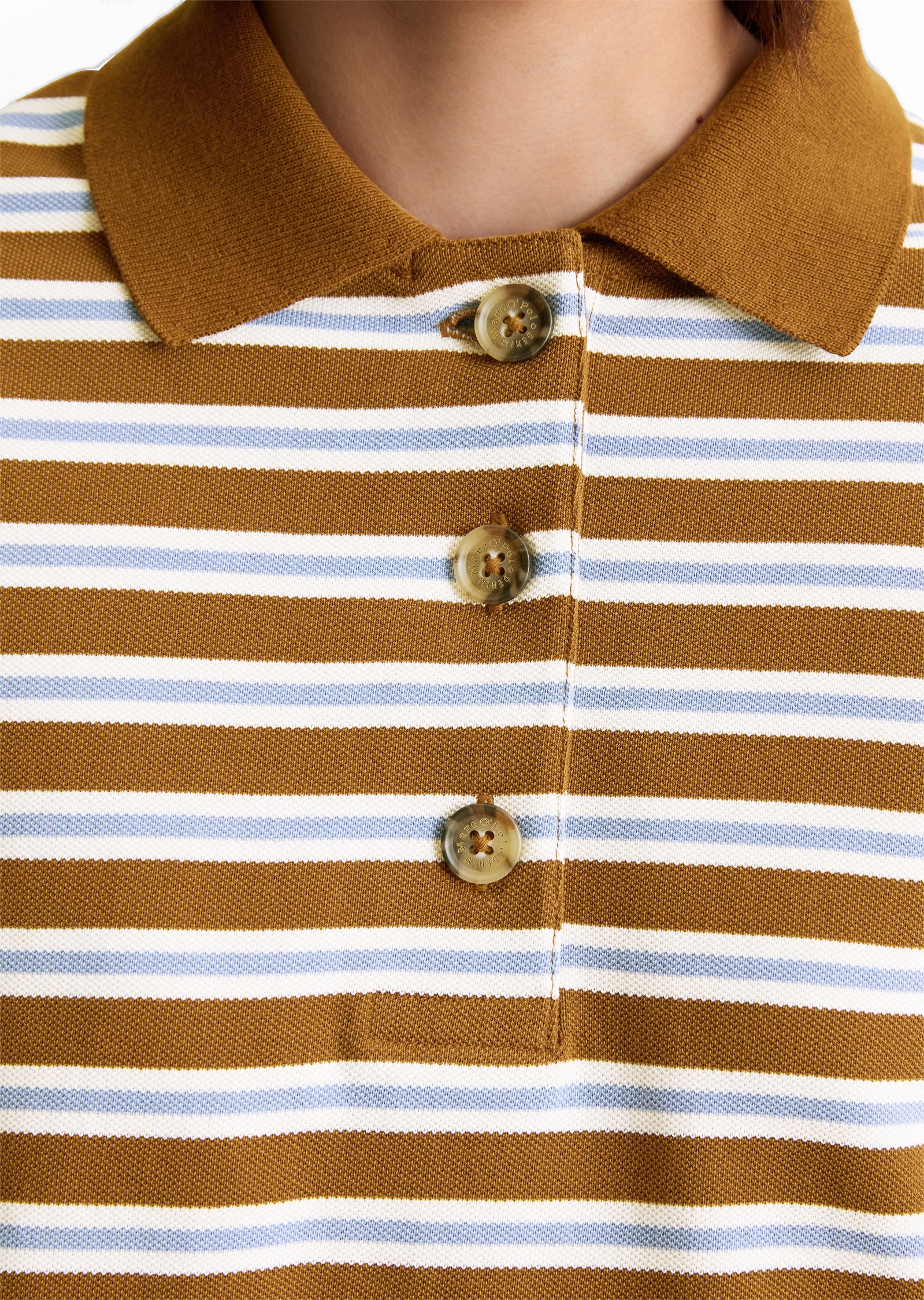 Marc O'Polo DENIM Langarm-Poloshirt »aus gestreiftem Heavy Piqué-Jersey«