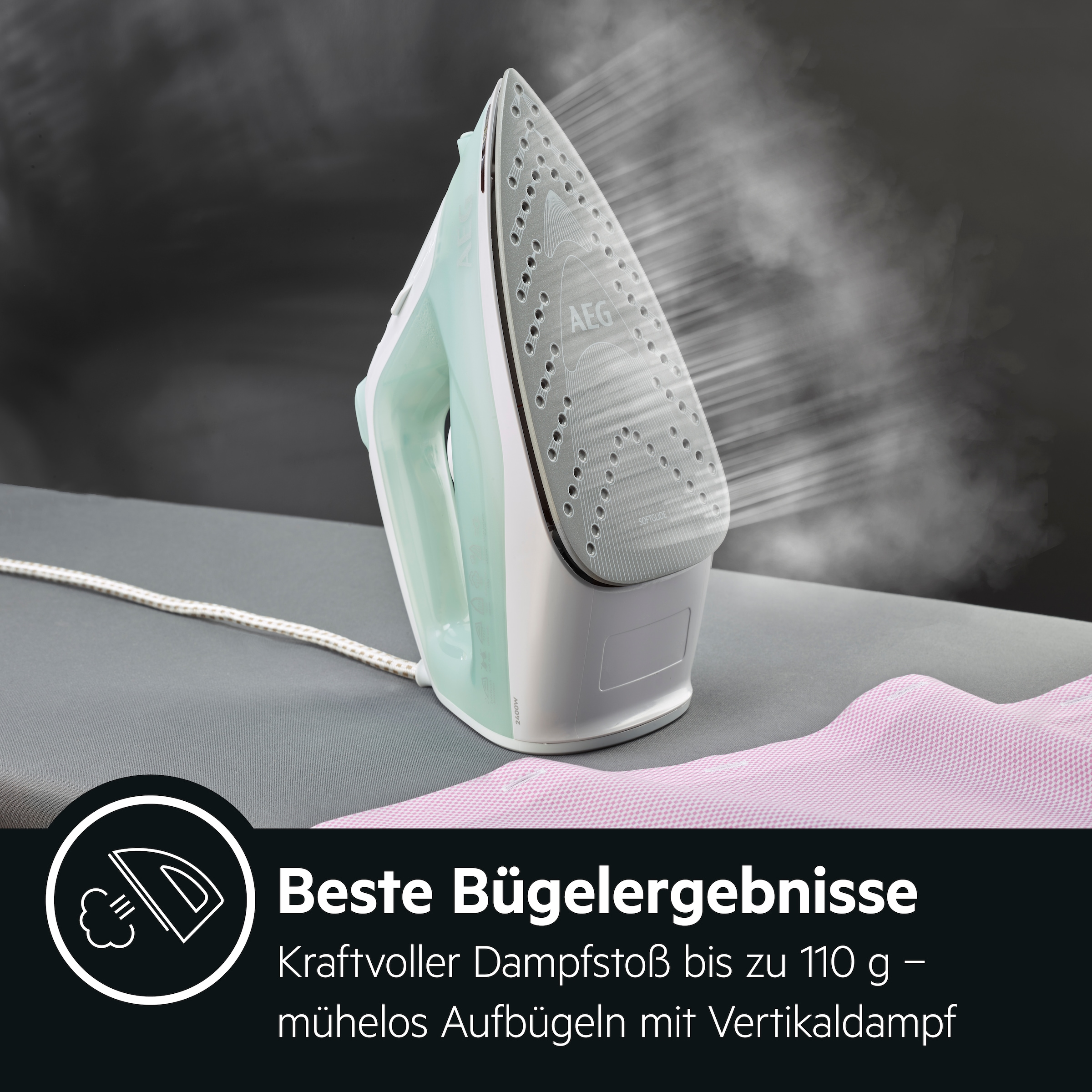 AEG Dampfbügeleisen »EasyLine DB 1740LG«, 2400 W, Filtration mit Anti-Kalk-Patrone, Restwärmeanzeige, 110 g Dampfstoss