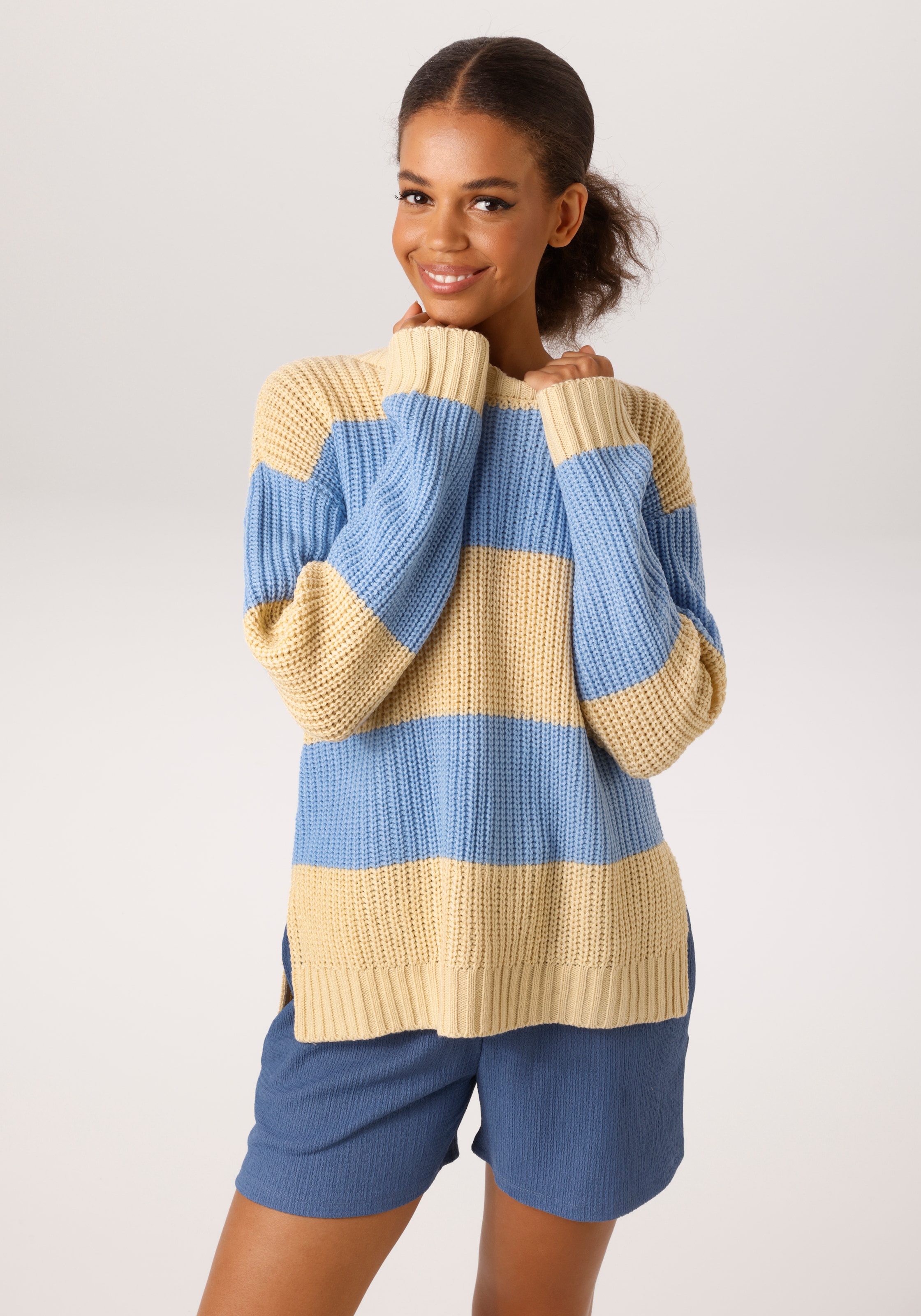 Aniston CASUAL Strickpullover im Colorblocking mit breiten Streifen - NEUE günstig online kaufen