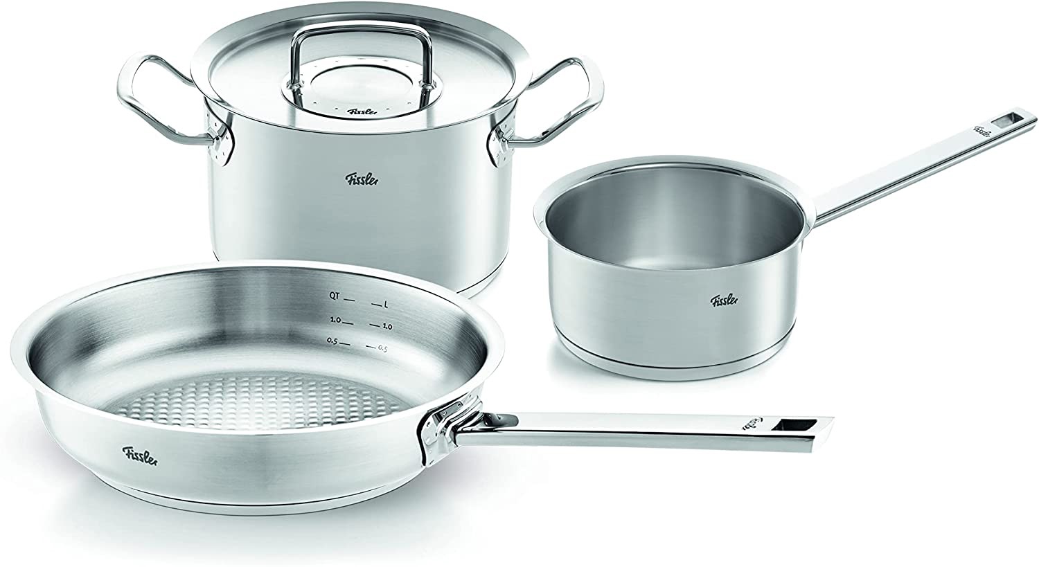 Fissler Topf-Set "ORIGINAL-PROFI COLLECTION Edelstahl-Topfset", Edelstahl 18/10, (4 tlg., 1x Kochtopf Ø 20 cm, 1x Stielk