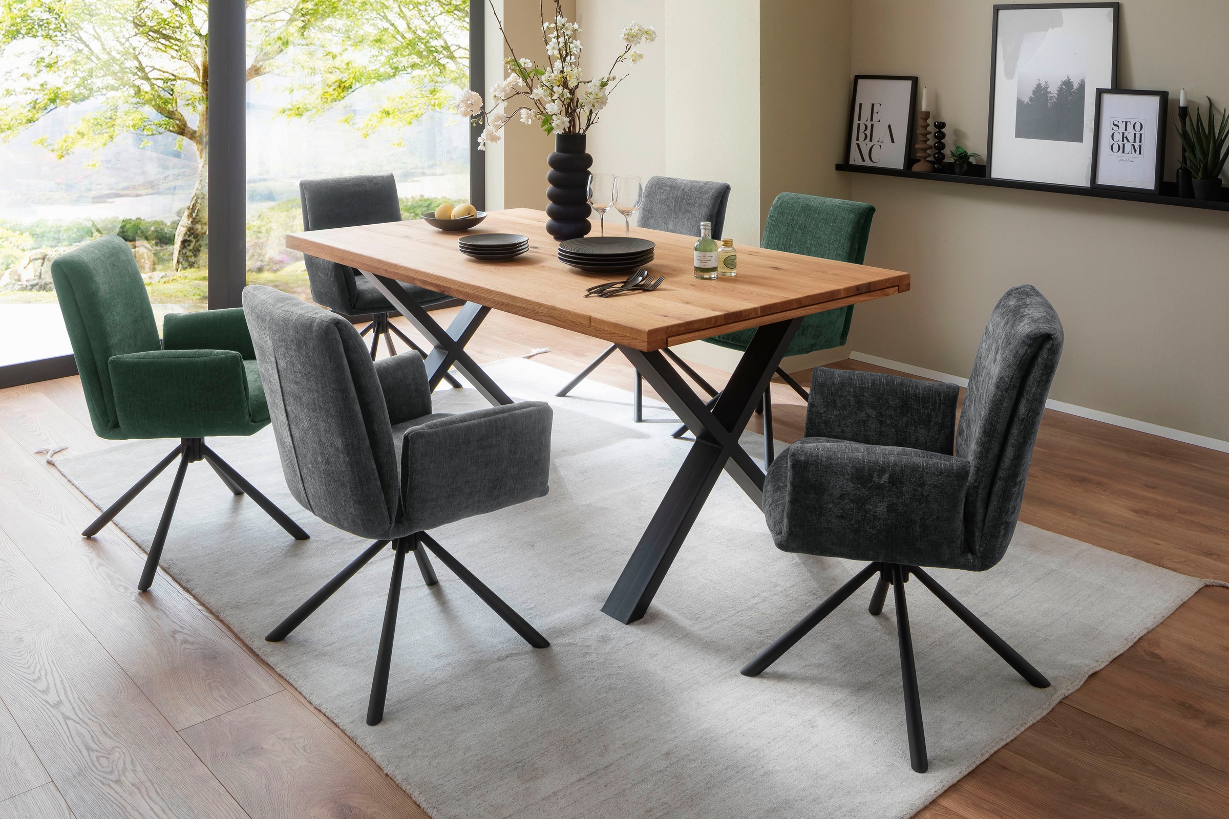 Chenille in Optik mit 180°drehbar Stoffbezug 4-Fußstuhl furniture Nivellierung, | BAUR MCA bestellen »Boulder«,