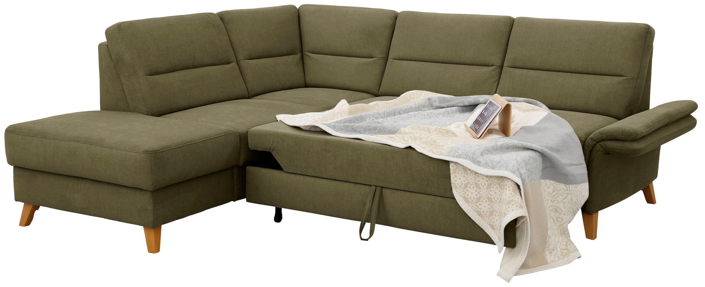 Home affaire Ecksofa »Westerland L-Form«, Federkern-Polsterung, wahlweise mit Bettfunktion, Bettkasten
