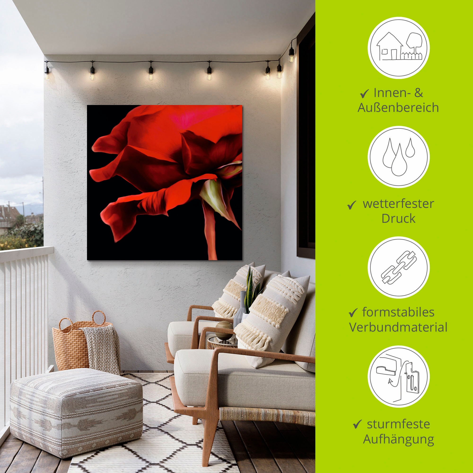 Artland Wandbild »Rose«, Blumen, (1 St.), als Alubild, Outdoorbild, Wandaufkleber in verschied. Größen
