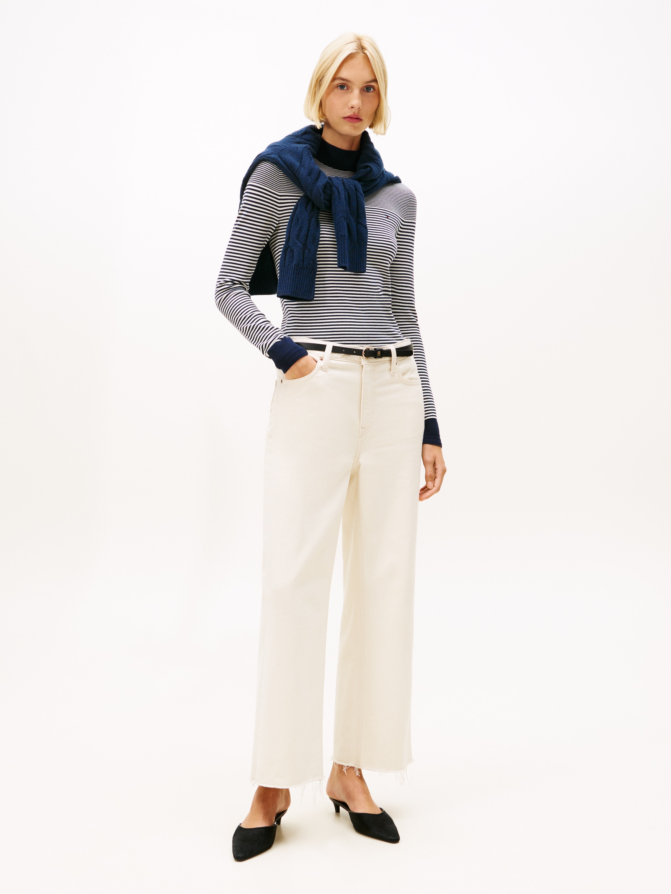 Tommy Hilfiger Strickpullover »CO JERSEY FINE GG MOCK-NK LS SWT«