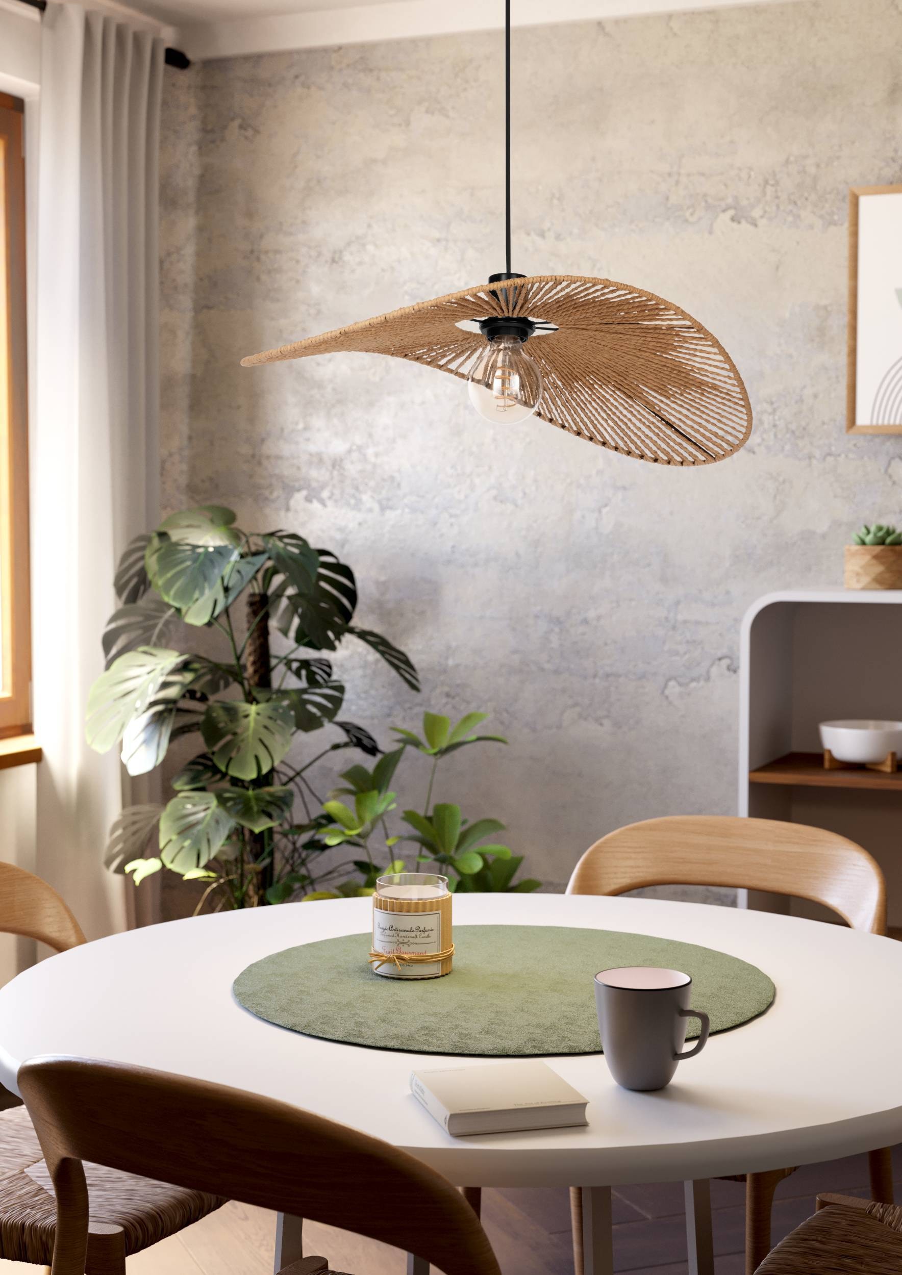 EGLO Hängeleuchte »Siruela Hängelampe, Esszimmerlampe, Papier und Metall, E27, Lampe« E27 1 Stk. Hängeleuchte - L56 x B40 x H110 cm - schwarz - 1X42W exkl.