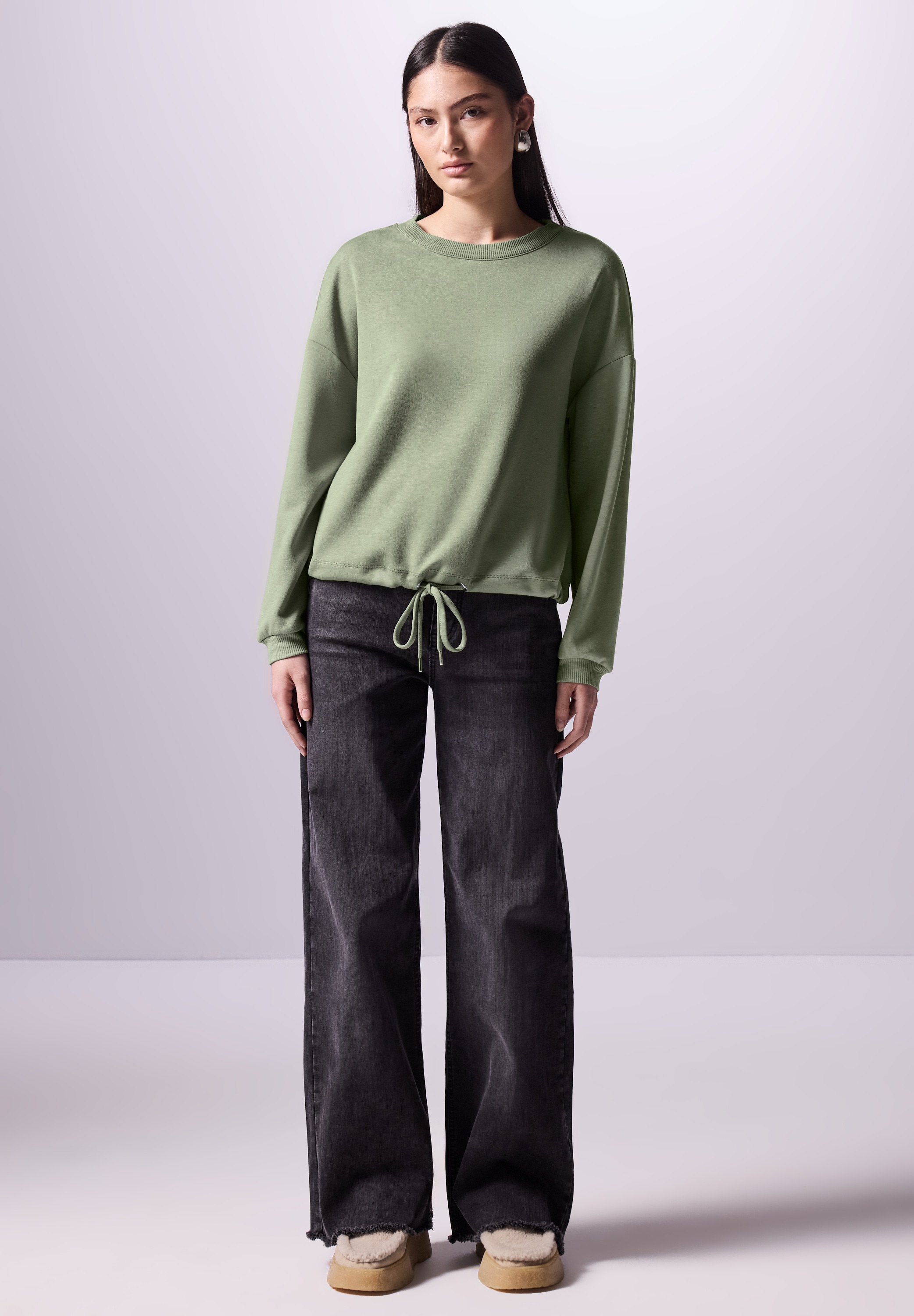 STREET ONE STUDIO Langarmshirt, mit Tunnelzug am Saum