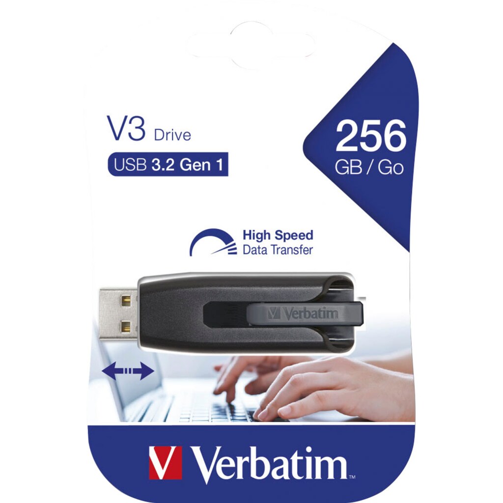 Verbatim USB-Stick »V3 256GB«, (USB 3.2 Lesegeschwindigkeit 120 MB/s)