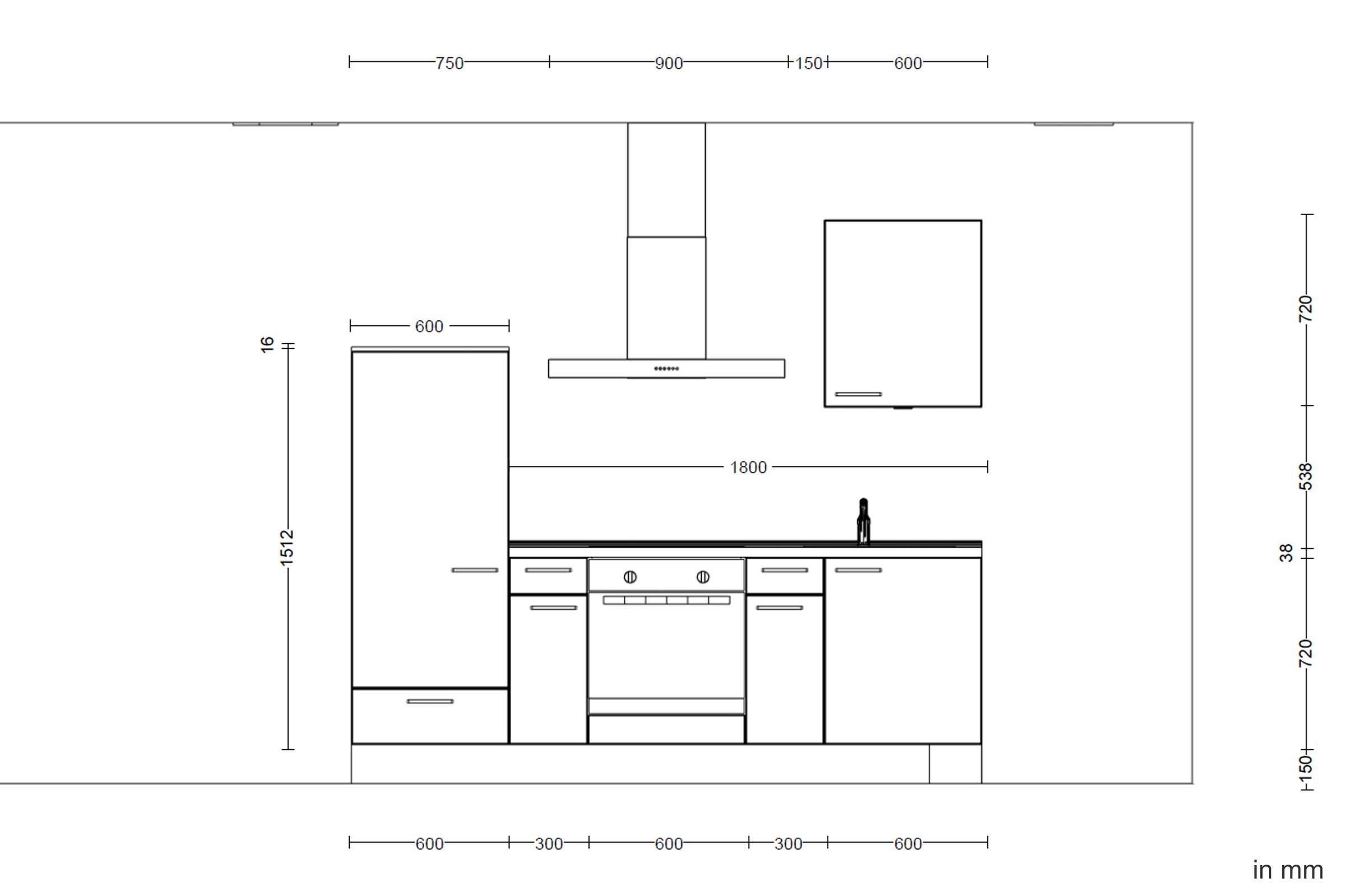nobilia® Küchenzeile »"Cascada I"«, vormontiert, Ausrichtung wählbar, Breite 240 cm, wahlw. mit E-Geräten