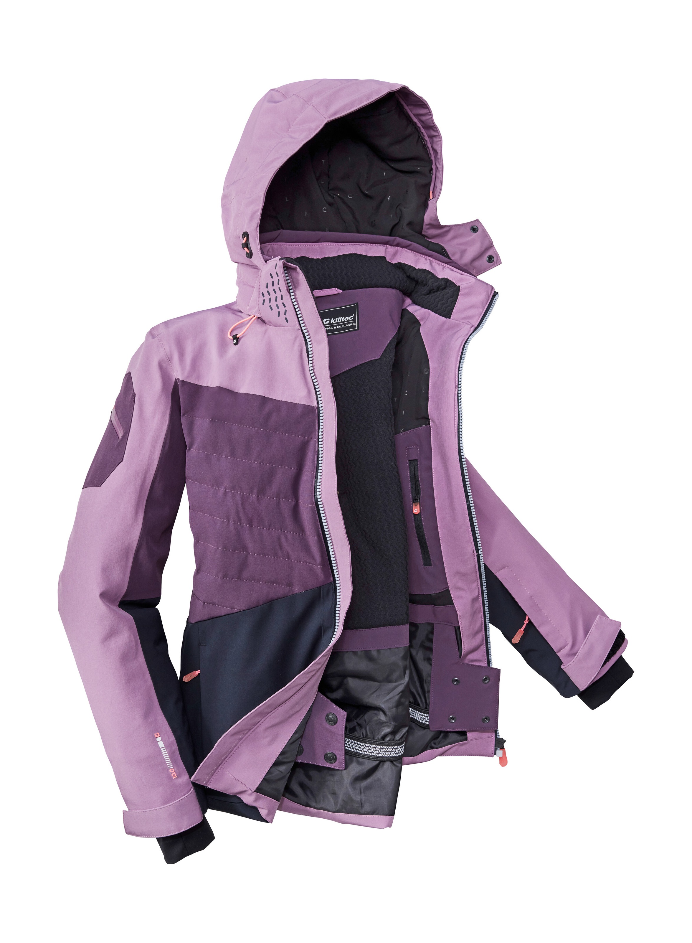 Killtec Skijacke »KSW 30 WMN SKI JCKT«, Damen Skijacke: wasserdicht, atmungsaktiv, Colourblock-Design