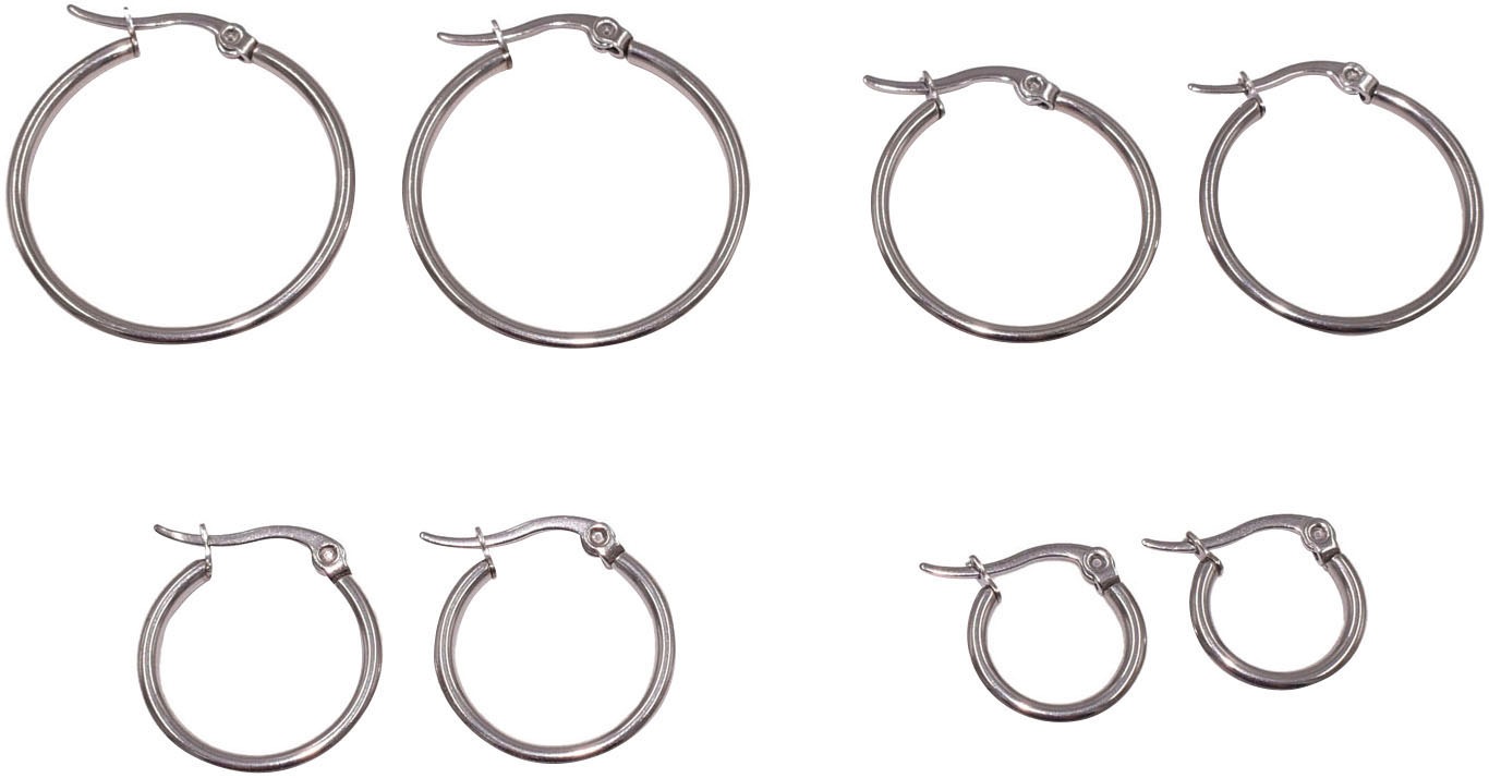 Creolen-Set FIRETTI "Multipack Schmuck Geschenk Ohrschmuck Ohrringe", silber (silberfarben), Ohrringe, Damen, Edelstahl, Made in Germany