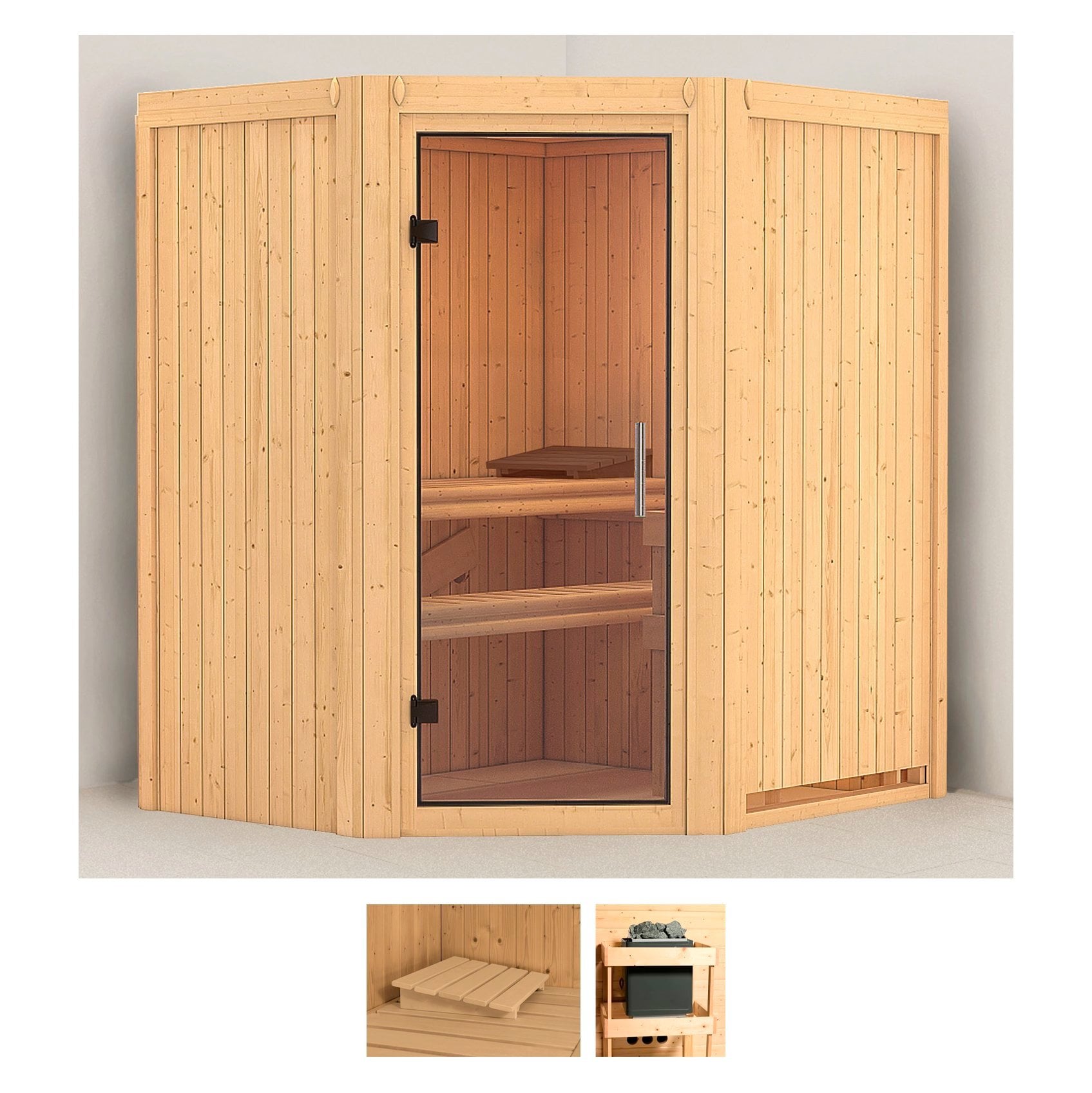 Karibu Sauna "Tomke" Set, ohne Ofen
