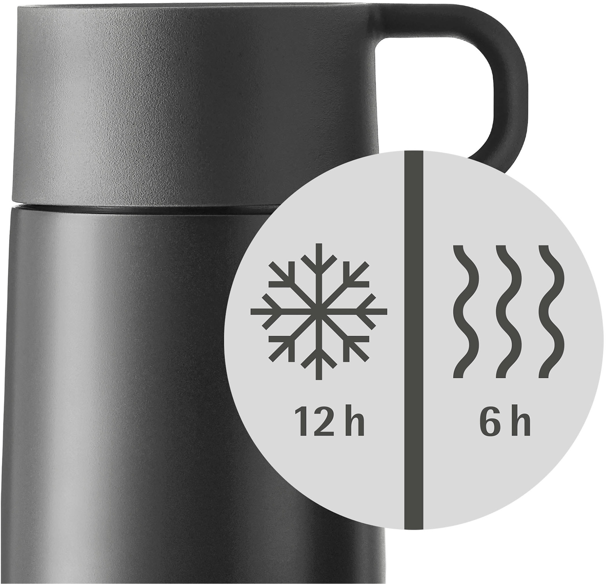 WMF Thermobecher »Impulse Travel Mug«, doppelwandiger Edelstahl, geringe Höhe, 360°-Trinköffnung