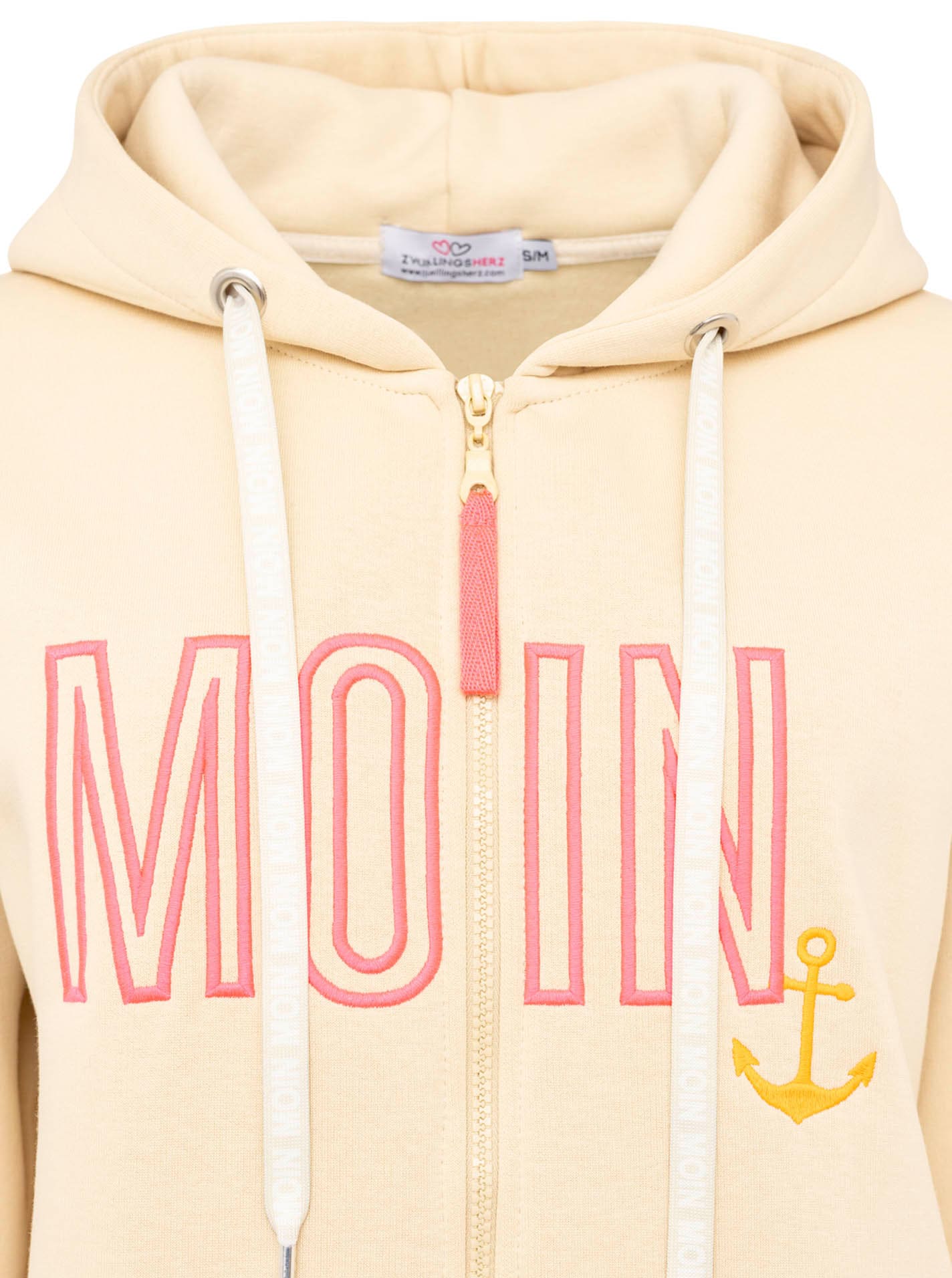 Zwillingsherz Kapuzensweatjacke »"Maritim"«, mit gesticktem MOIN und Anker Logo und Reißverschluss