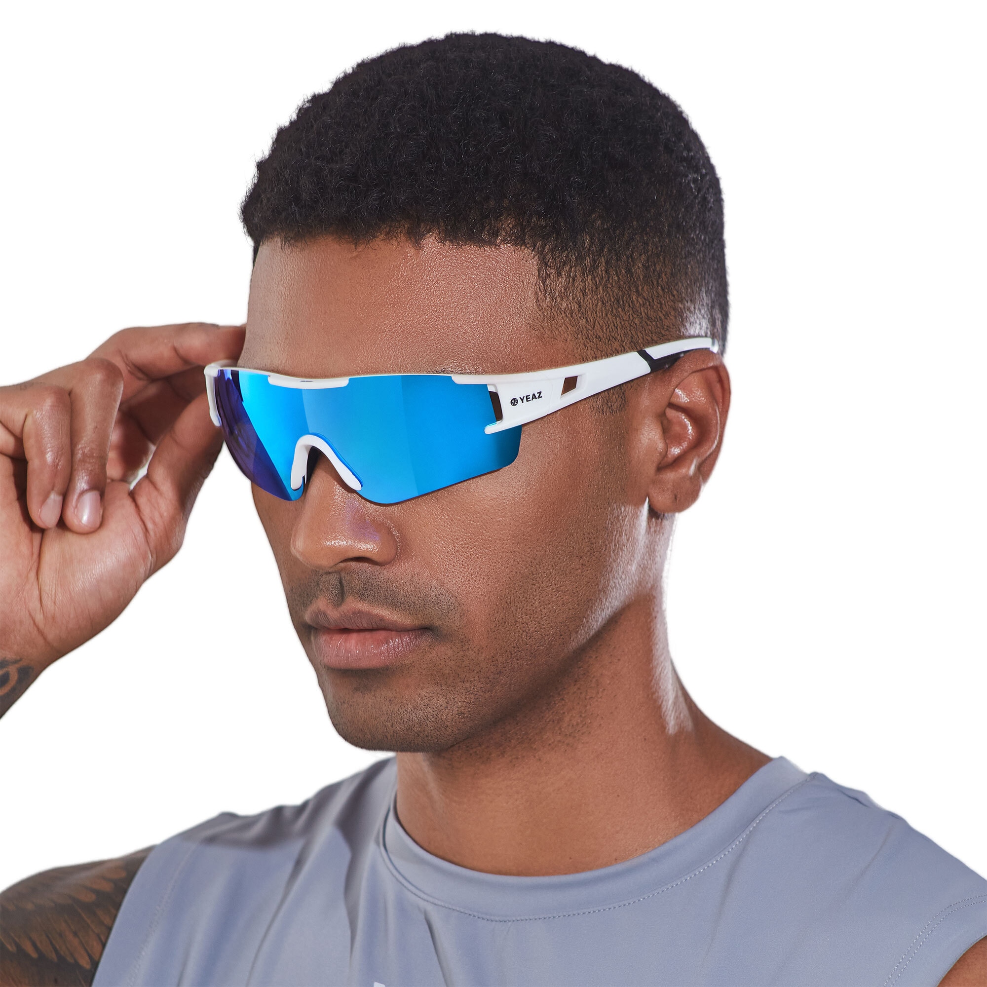 YEAZ Sportbrille »Sport-Sonnenbrille Bright White/Blue SUNBLOW«