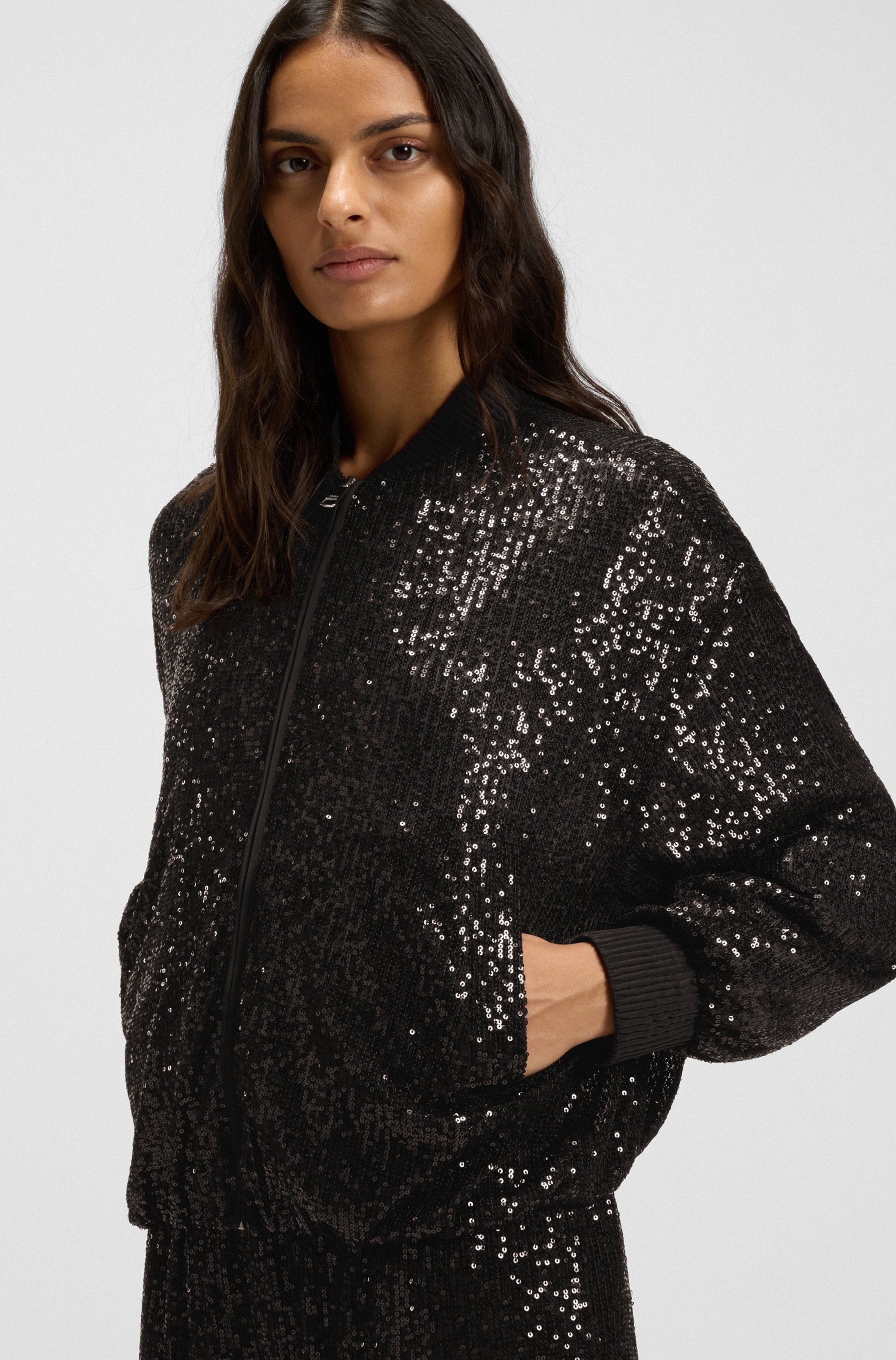 BOSS ORANGE Blouson "Jilloi Premium Damenmode" mit Paillettenbesatz, Relaxe günstig online kaufen