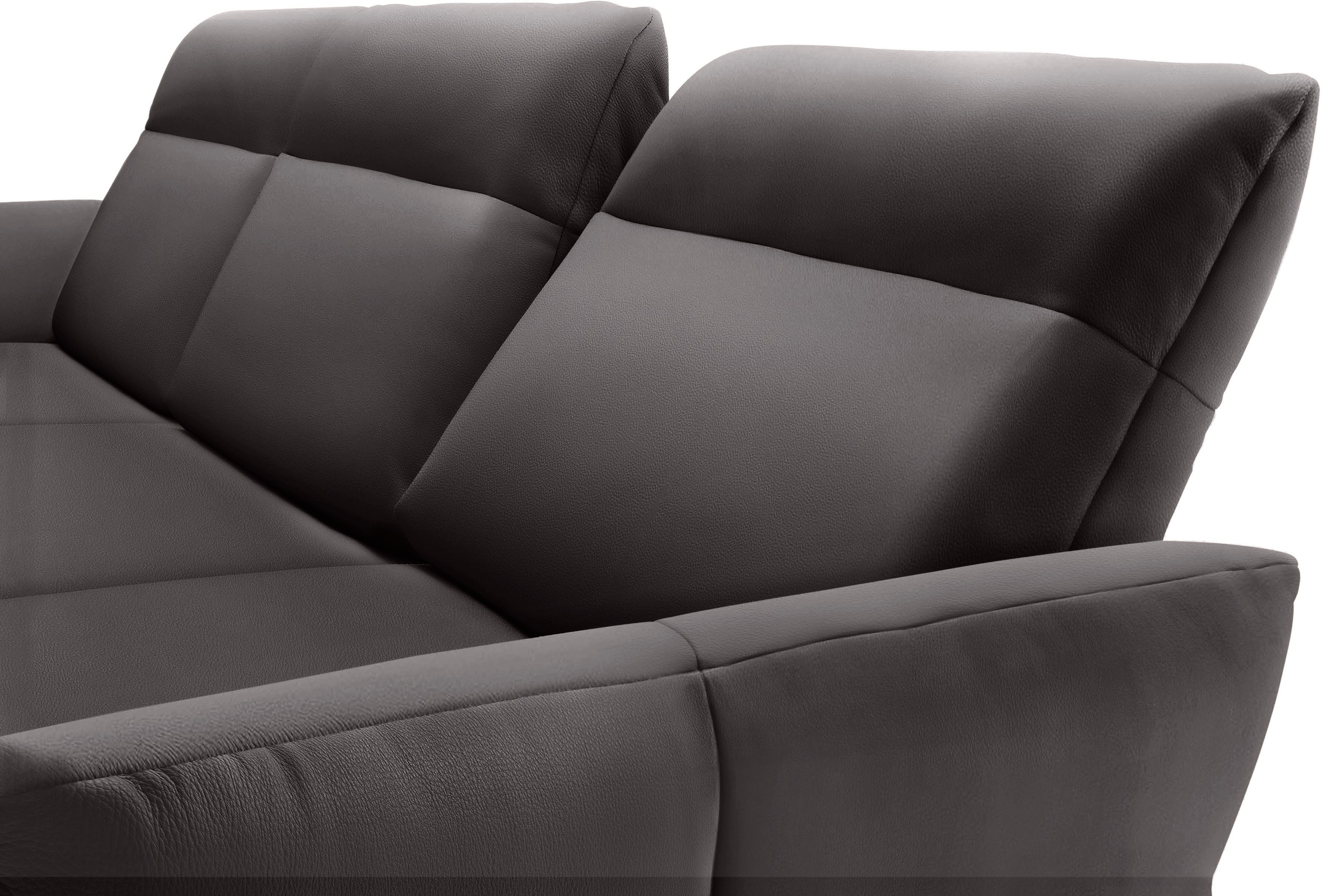 Creation BY ROLF BENZ Ecksofa »CR.460«, Sockel in Nussbaum, Winkelfüße in Umbragrau, Breite 318 cm