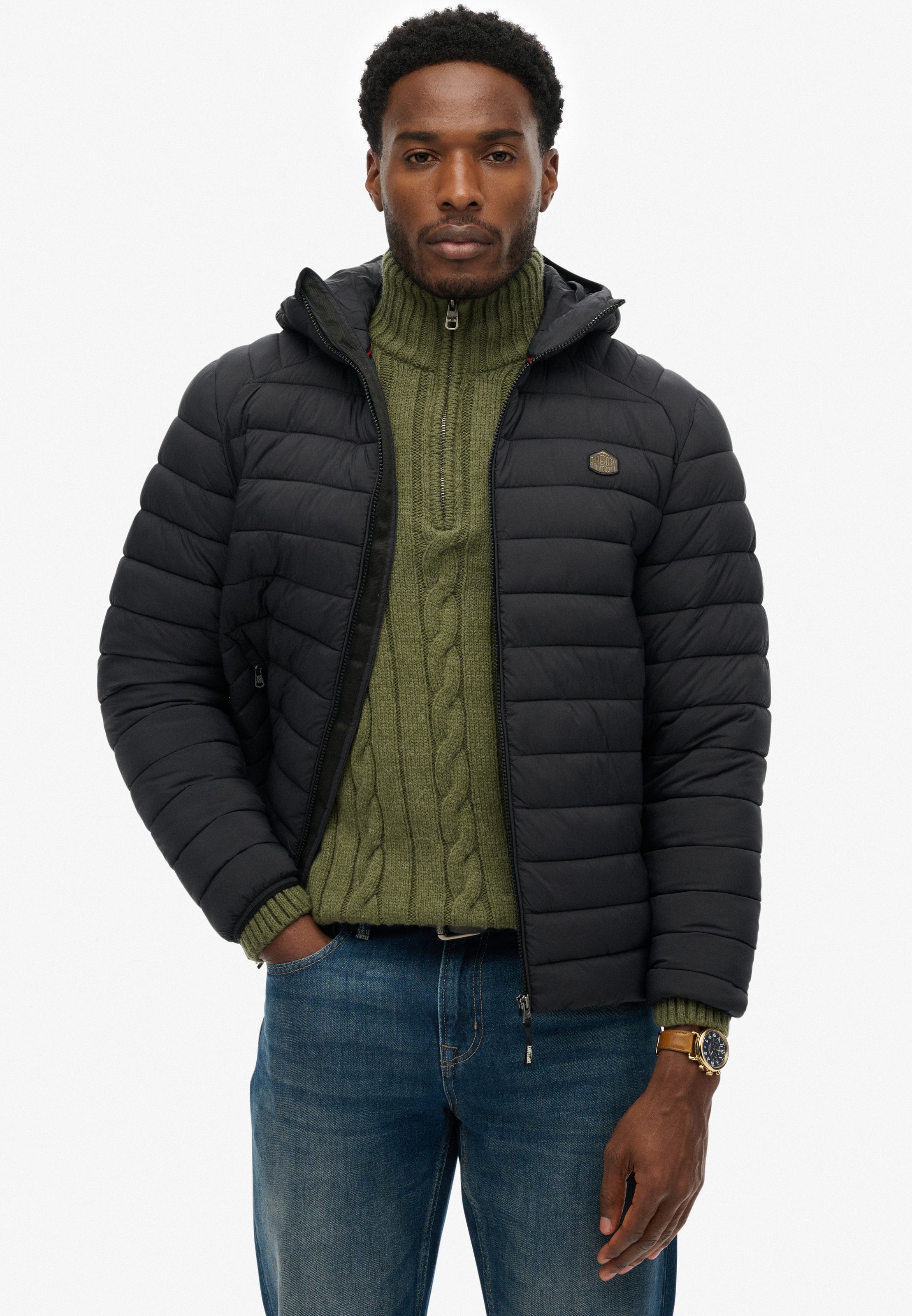 Superdry Steppjacke "Hooded Fuji Lite Jacket" mit Kapuze slim fit Form, mit günstig online kaufen