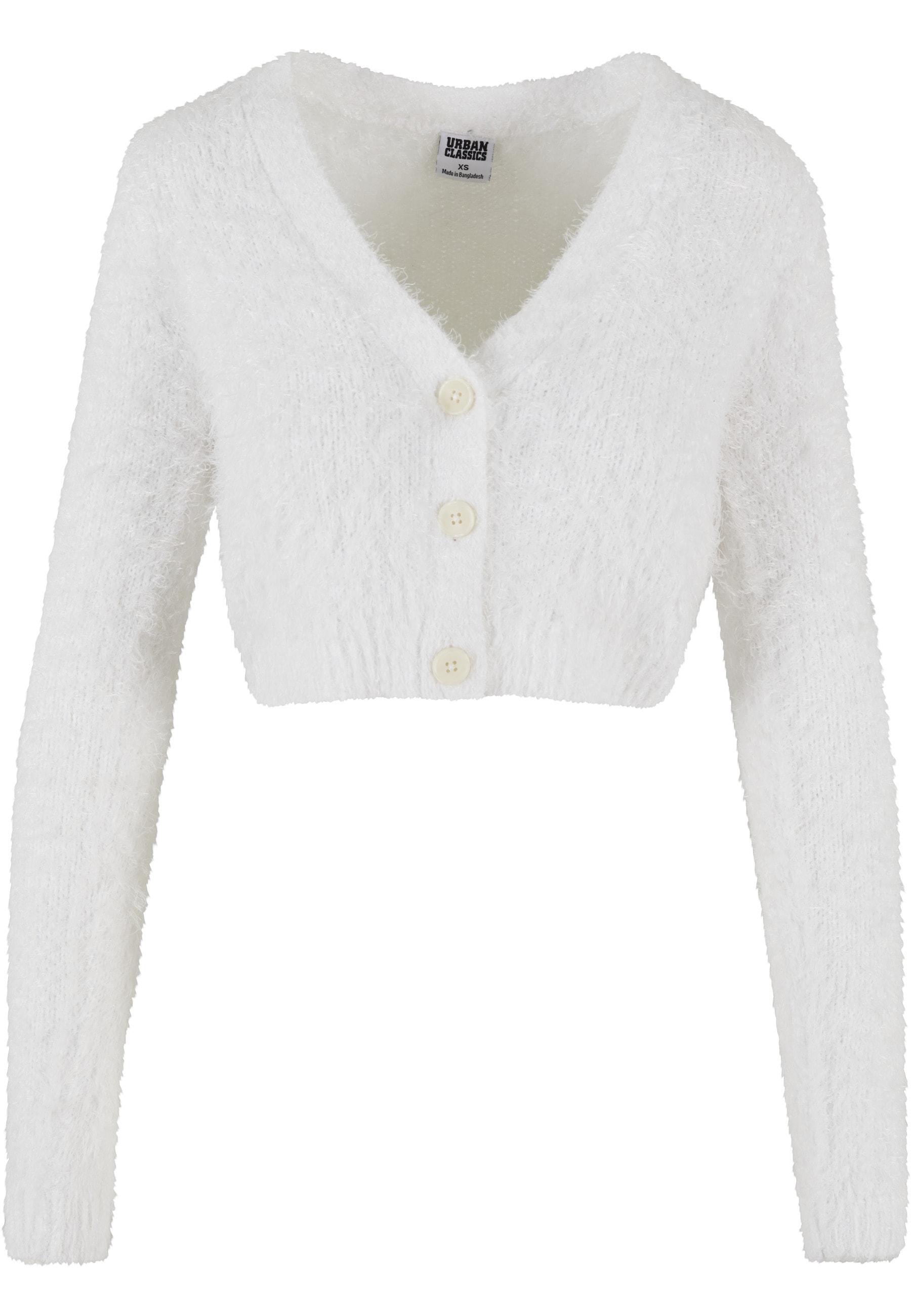 URBAN CLASSICS Cardigan "Urban Classics Damen Ladies Cropped Feather Cardigan" 1 Stk.