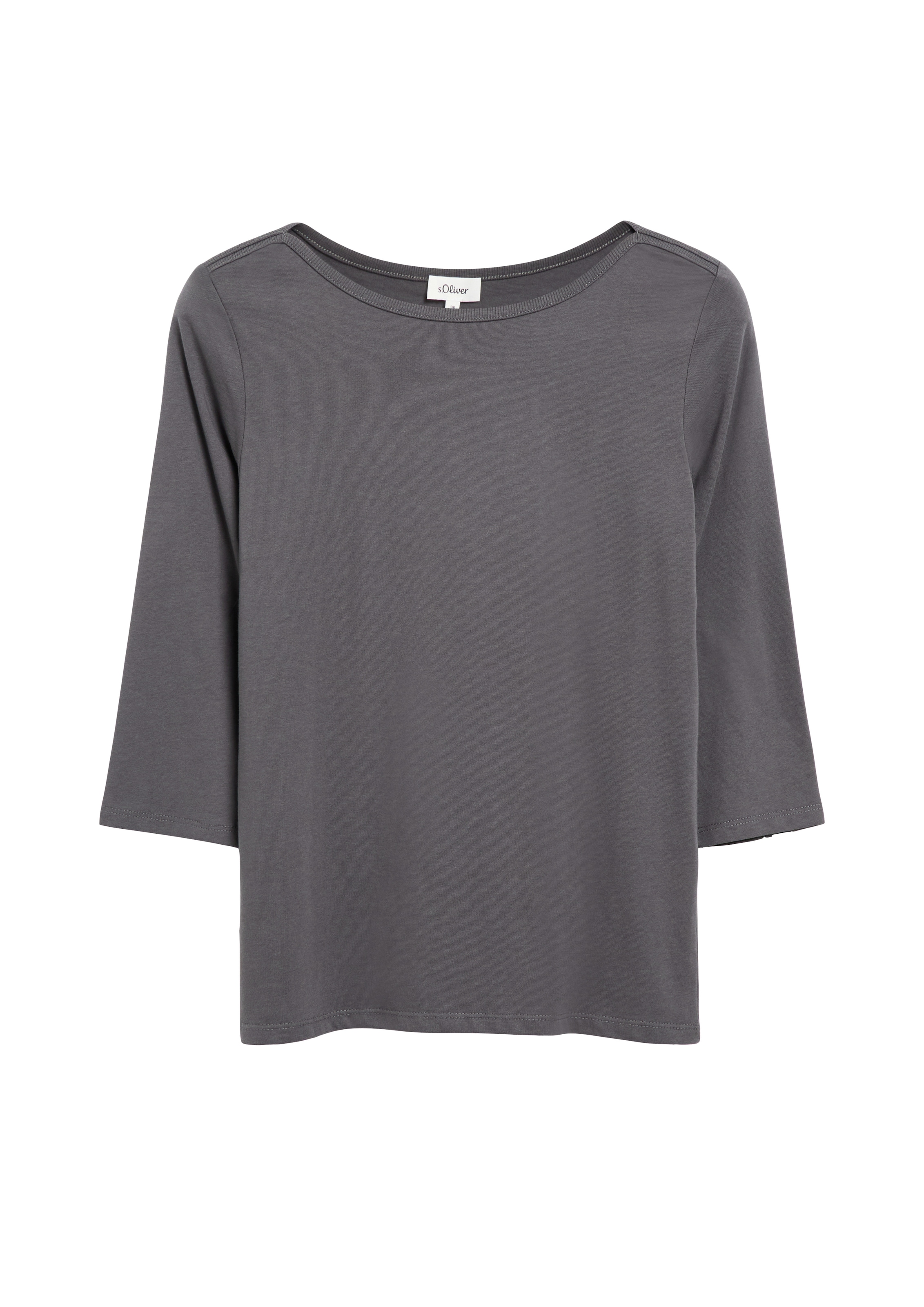 s.Oliver 3/4-Arm-Shirt mit U-Boot-Ausschnitt / Baumwolle