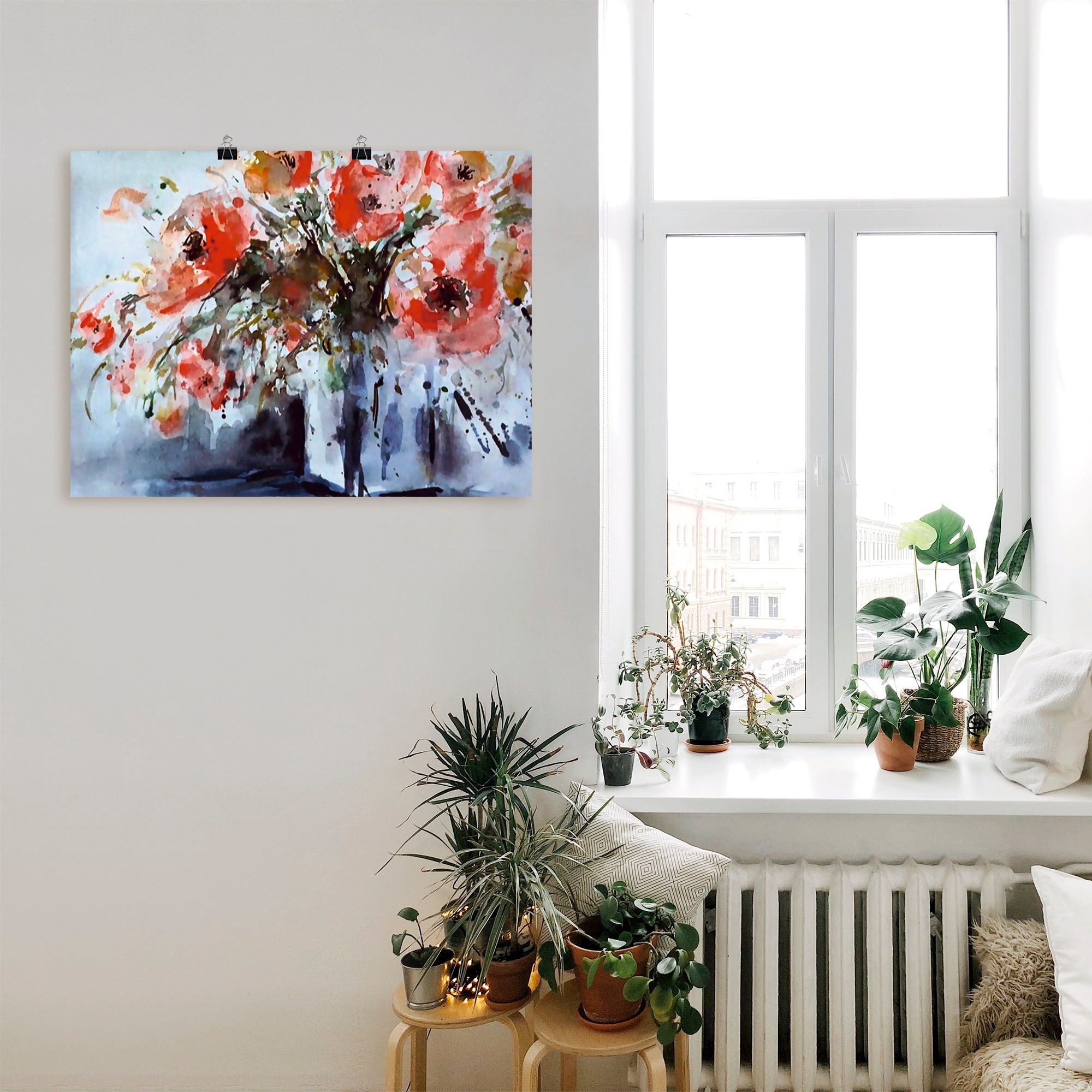 Artland Poster »Mohn in Vase«, Blumen, (1 St.), als Alubild, Leinwandbild, Wandaufkleber oder Poster in versch. Größen